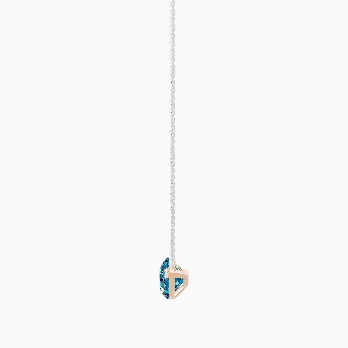 Solitaire | 18k White & Rose Gold 5 ct Blue Lab Diamond Pear Pendant