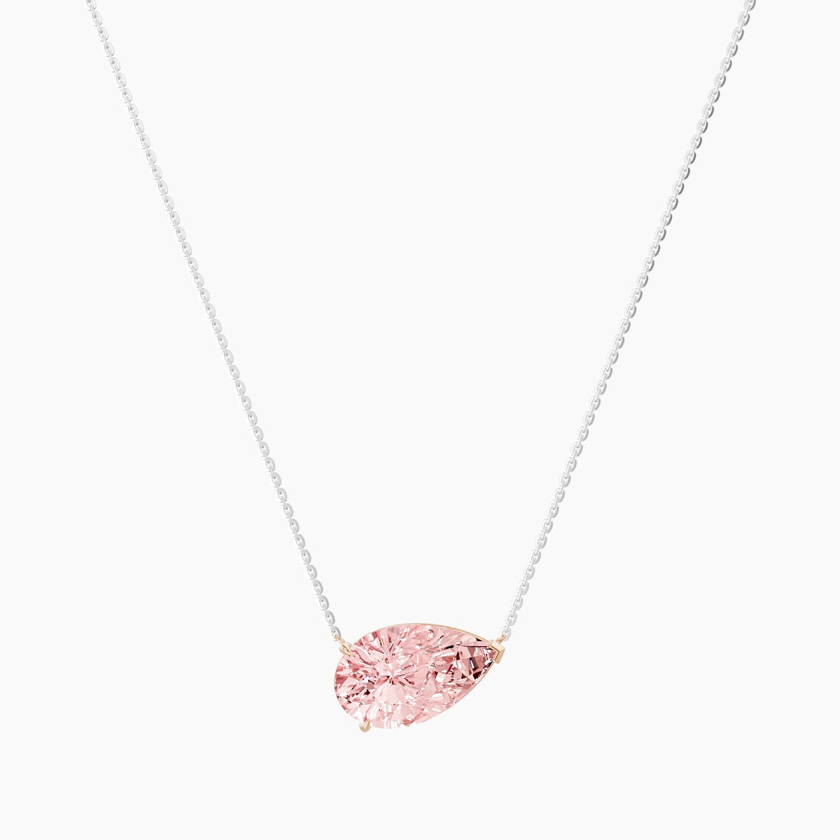 Solitaire | 18k White & Rose Gold 5 ct Pink Lab Diamond Pear Pendant