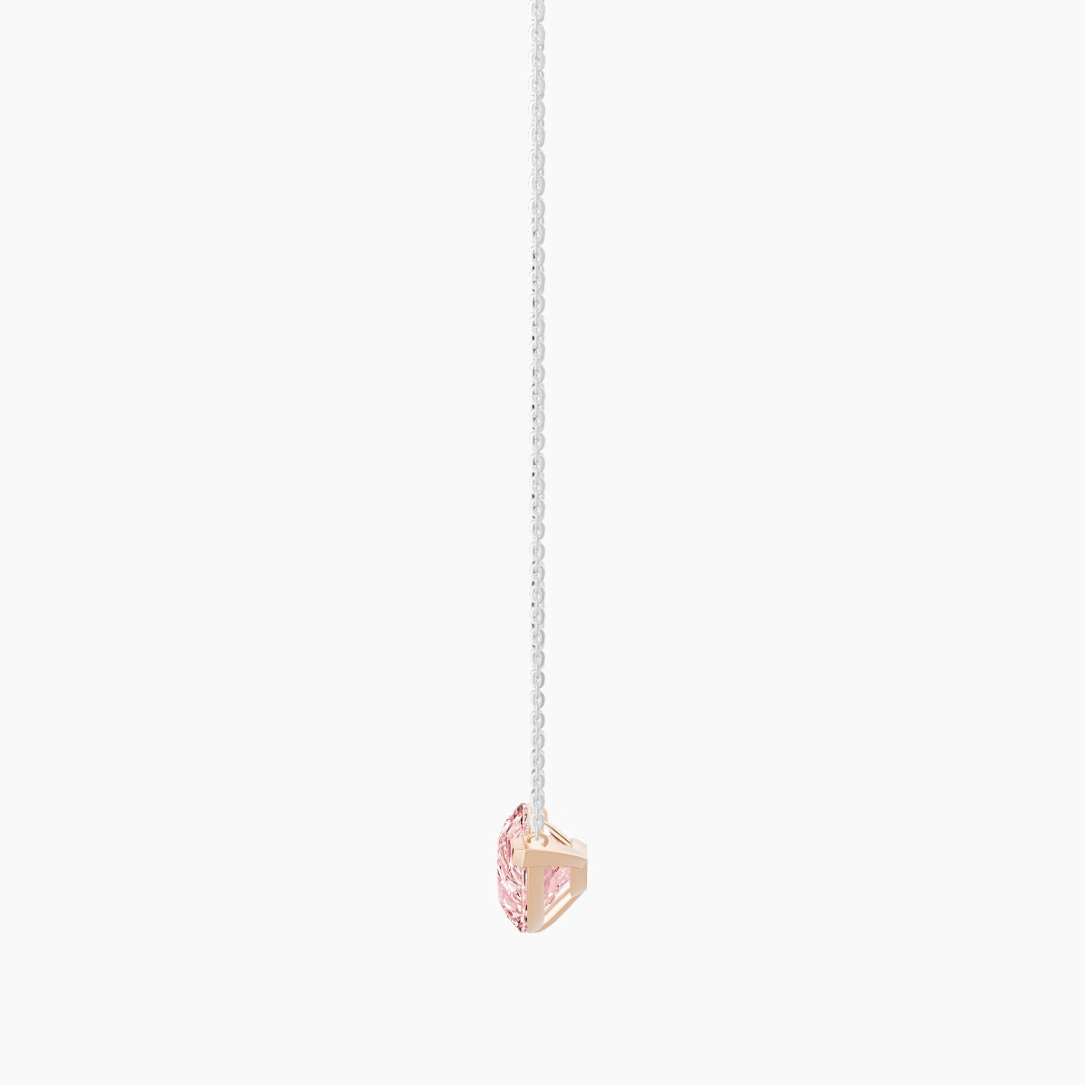 Solitaire | 18k White & Rose Gold 5 ct Pink Lab Diamond Pear Pendant