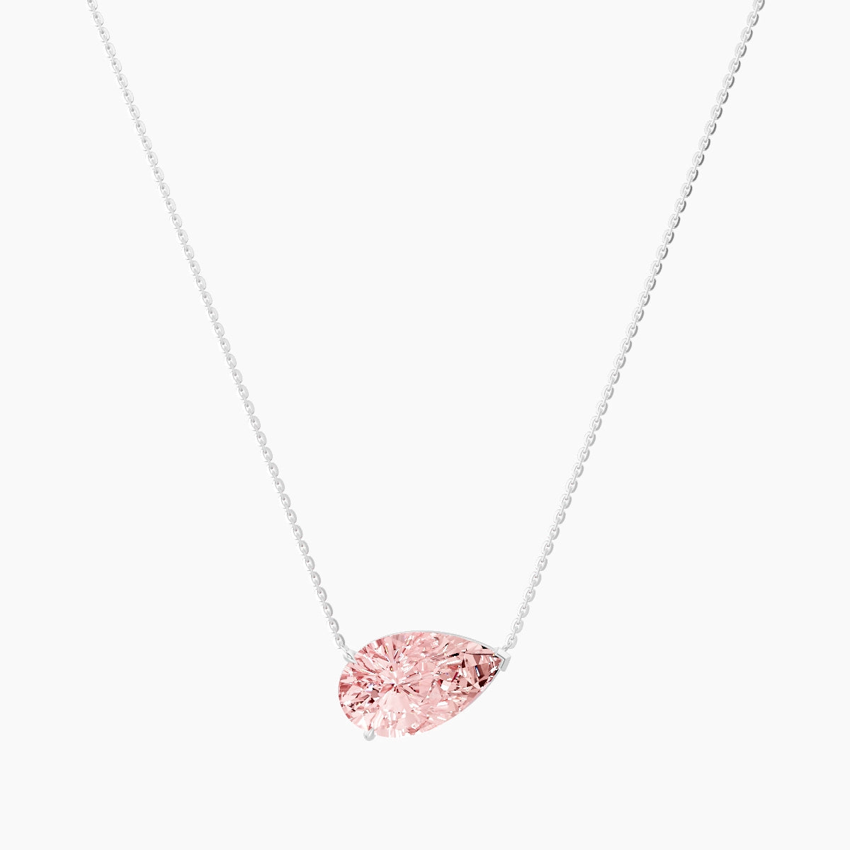 Solitaire | 18k White Gold 5 ct Pink Lab Diamond Pear Pendant