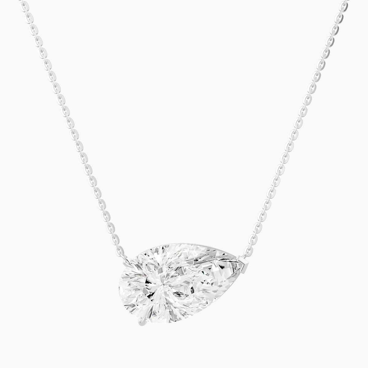 Solitaire | 18k White Gold 5 ct White Lab Diamond Pear Pendant