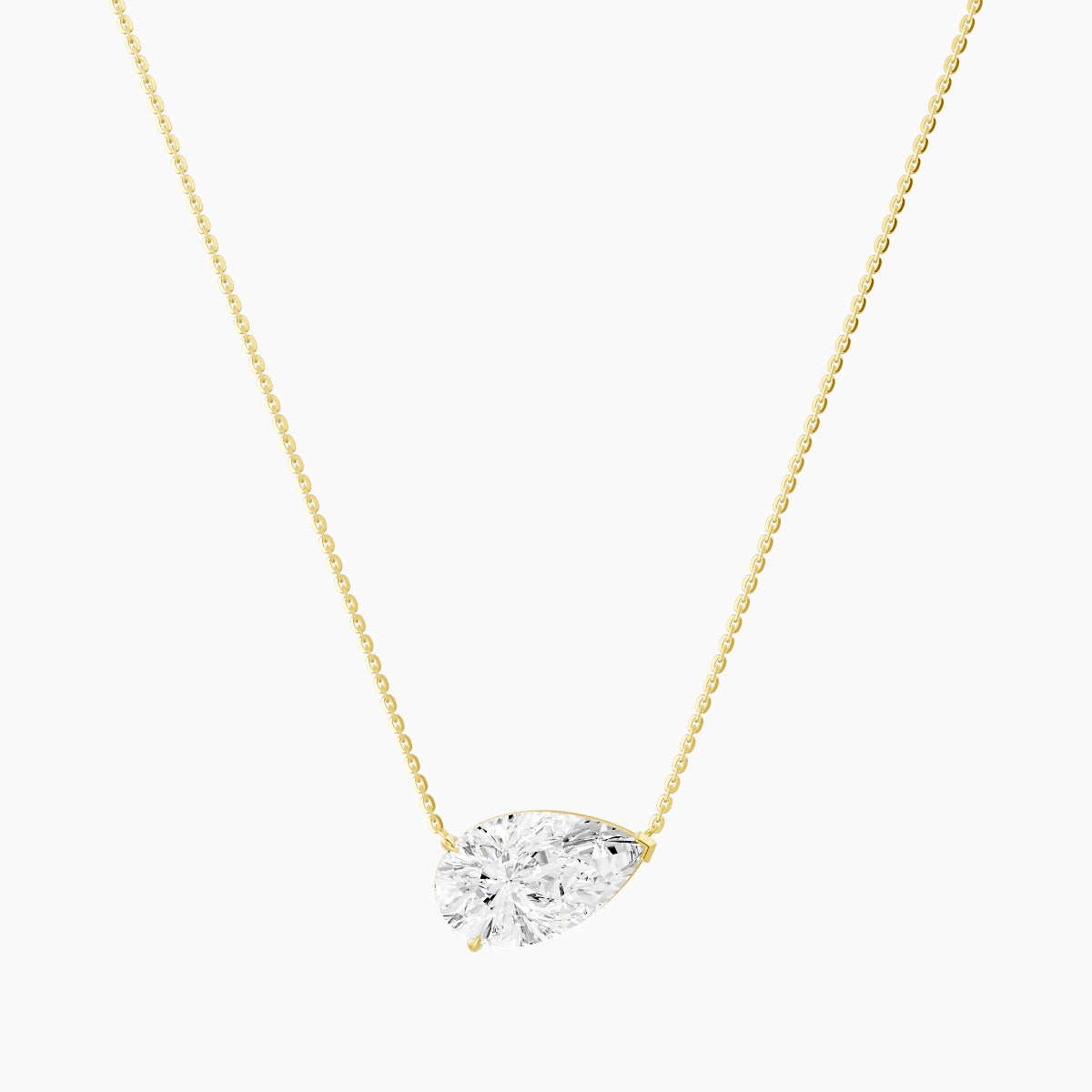 Solitaire | 18k Yellow Gold 5 ct White Lab Diamond Pear Pendant