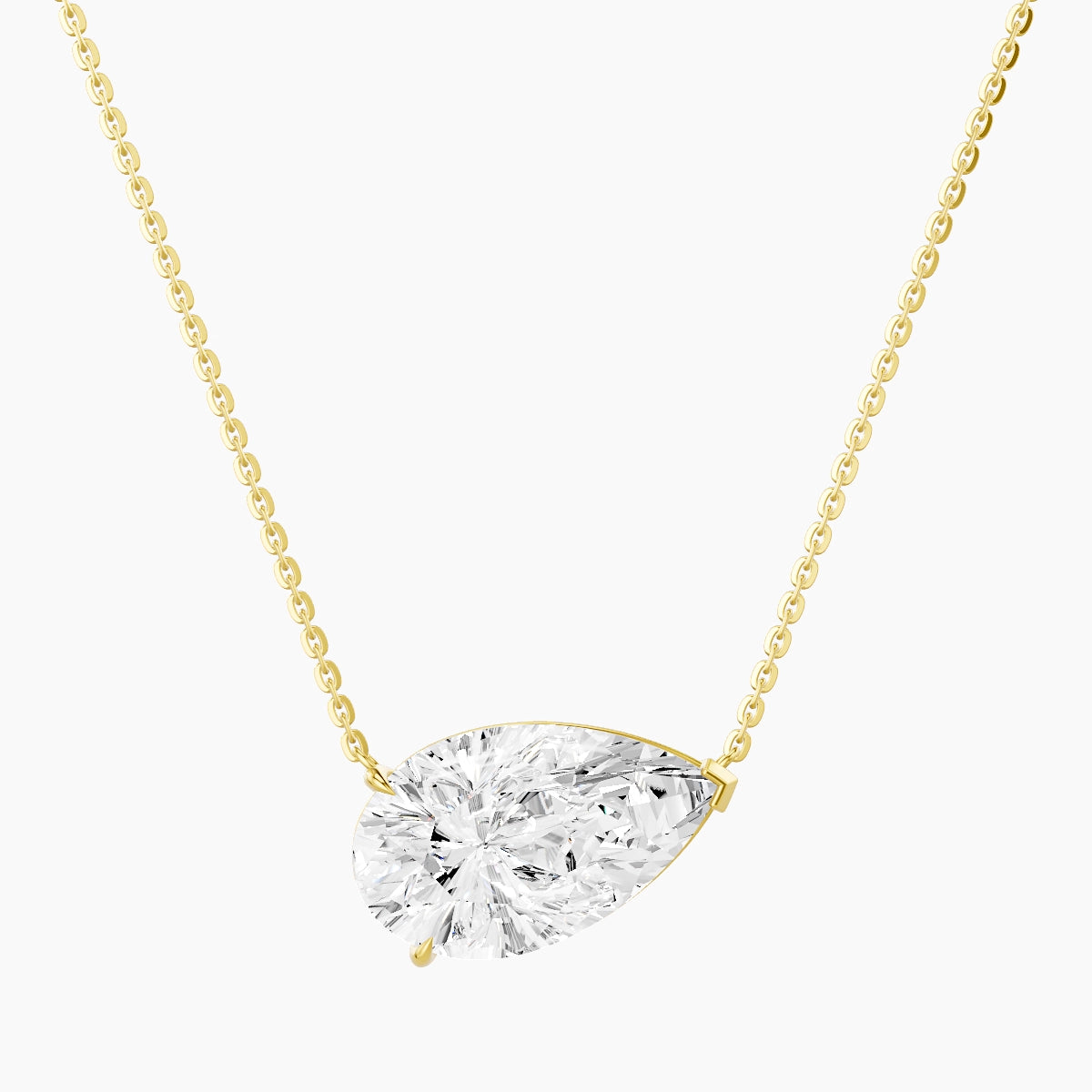 Solitaire | 18k Yellow Gold 5 ct White Lab Diamond Pear Pendant