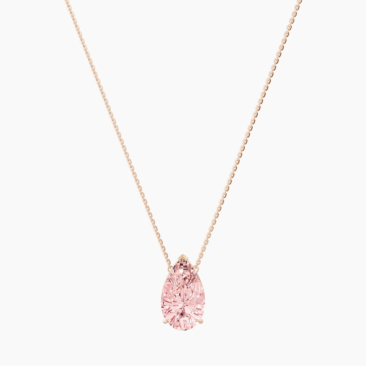 Solitaire | 18k Rose Gold 5 ct Pink Lab Diamond Pear Pendant