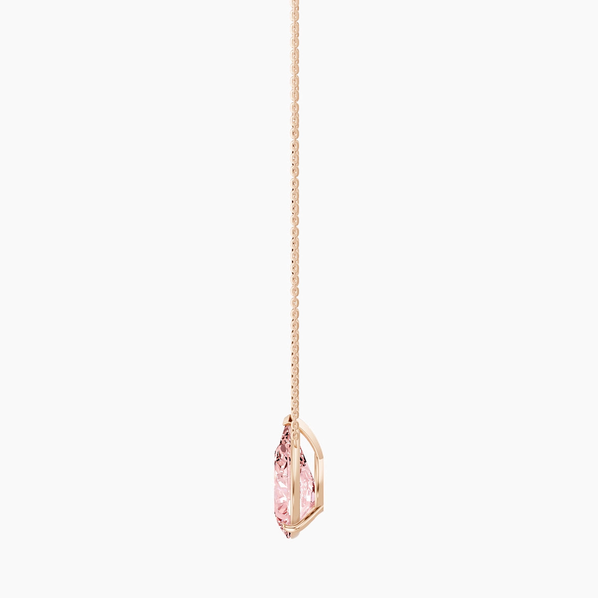 Solitaire | 18k Rose Gold 5 ct Pink Lab Diamond Pear Pendant