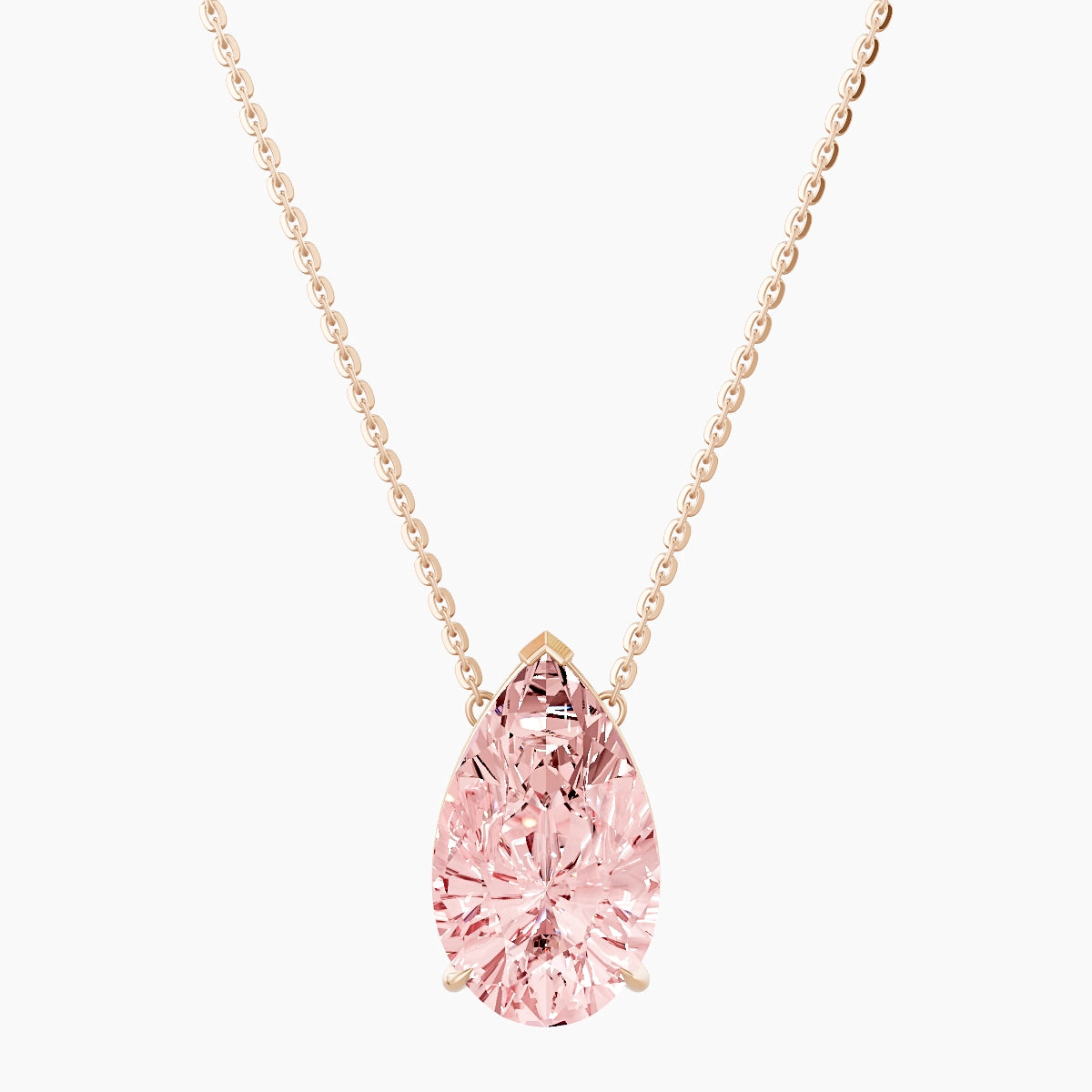 Solitaire | 18k Rose Gold 5 ct Pink Lab Diamond Pear Pendant