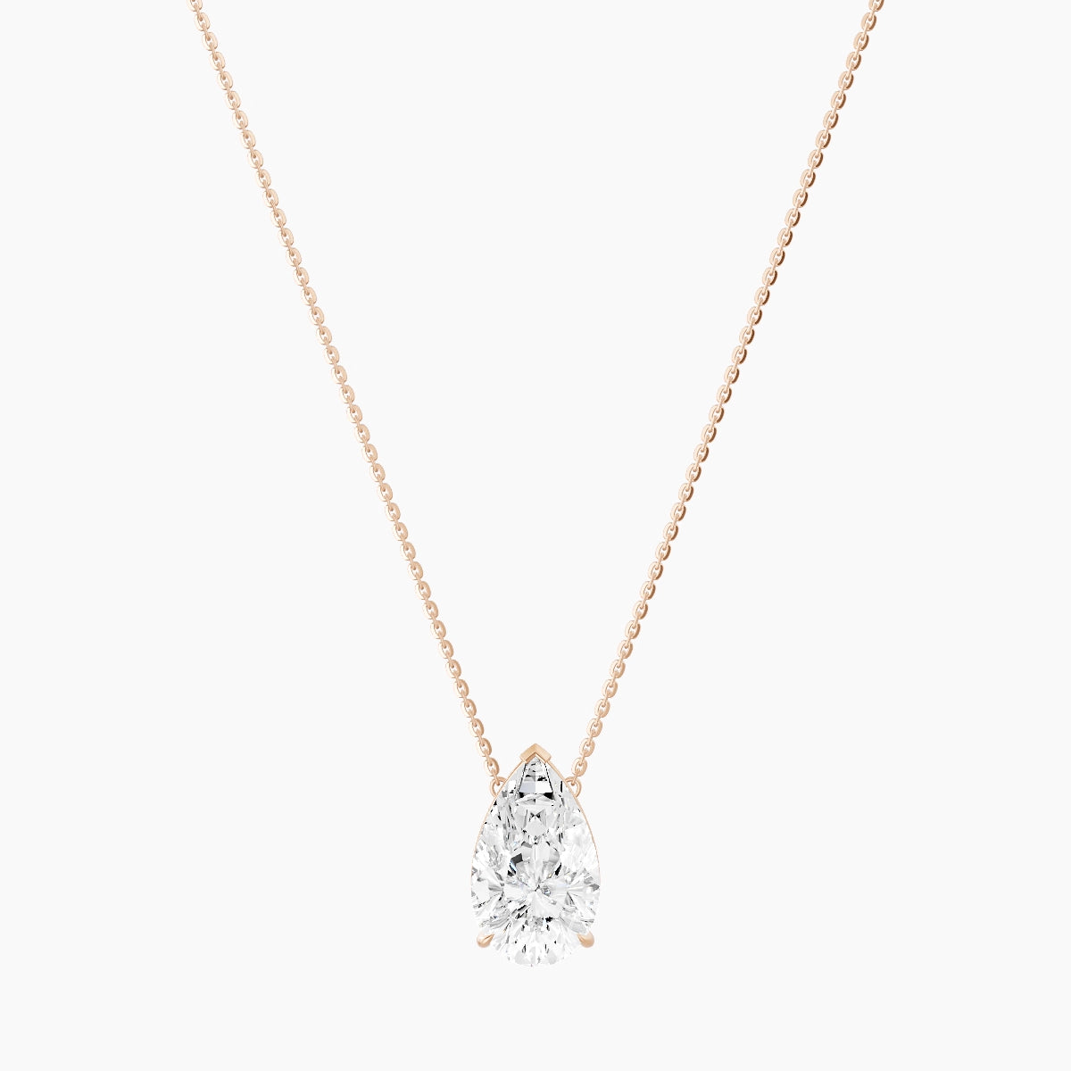 Solitaire | 18k Rose Gold 5 ct White Lab Diamond Pear Pendant