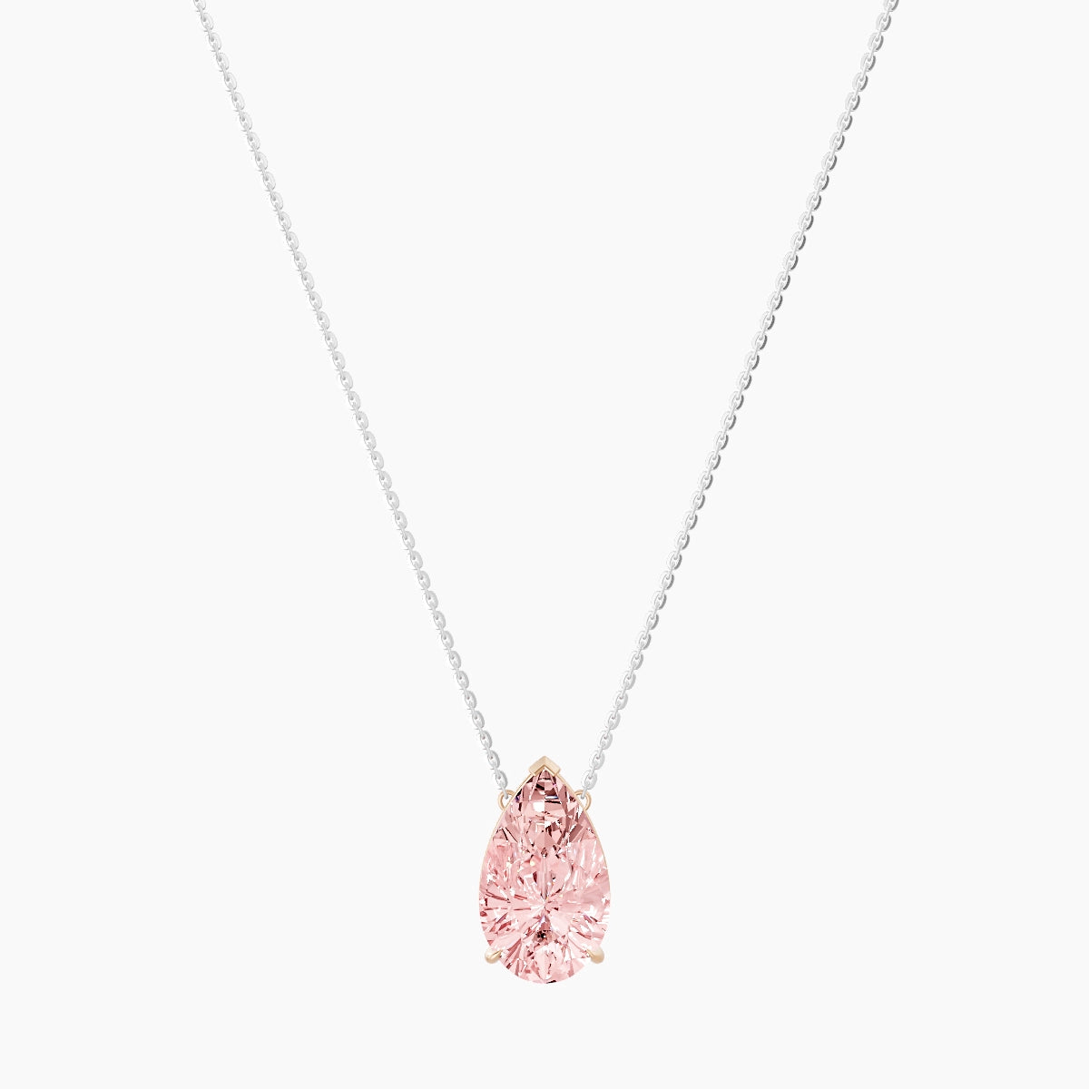 Solitaire | 18k White & Rose Gold 5 ct Pink Lab Diamond Pear Pendant