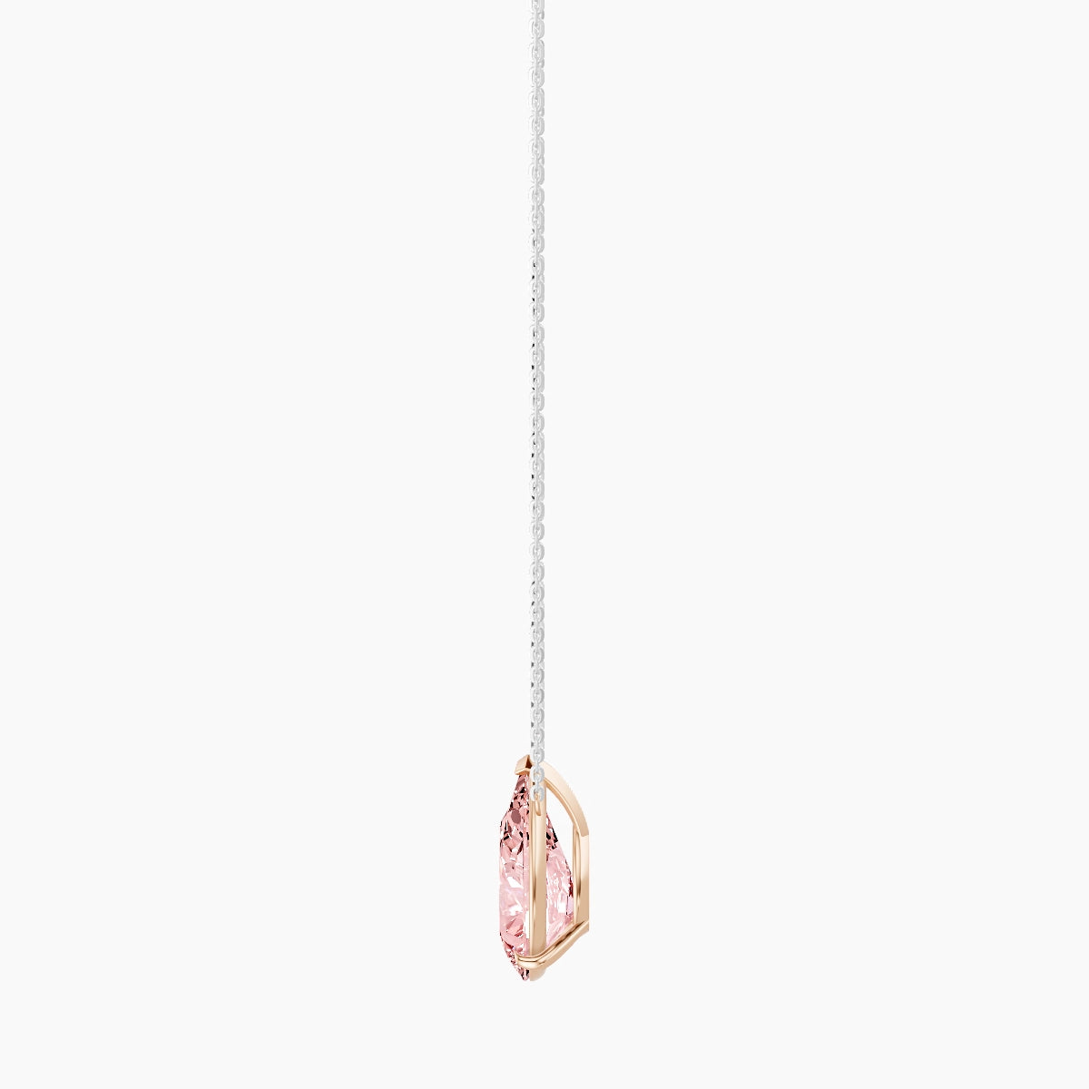 Solitaire | 18k White & Rose Gold 5 ct Pink Lab Diamond Pear Pendant