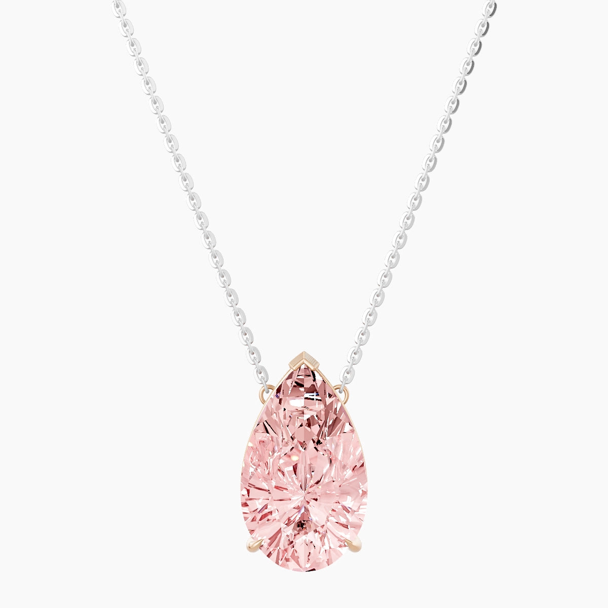 Solitaire | 18k White & Rose Gold 5 ct Pink Lab Diamond Pear Pendant