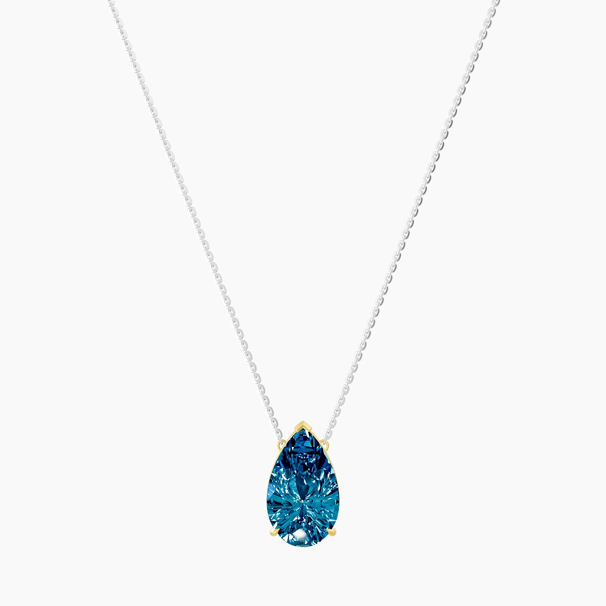 Solitaire | 18k White & Yellow Gold 5 ct Blue Lab Diamond Pear Pendant