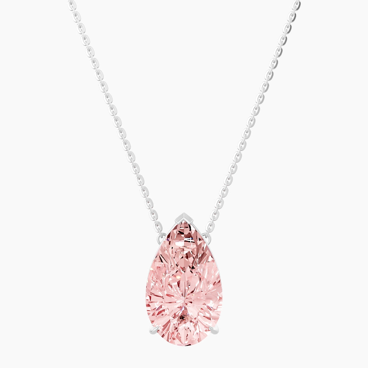 Solitaire | 18k White Gold 5 ct Pink Lab Diamond Pear Pendant