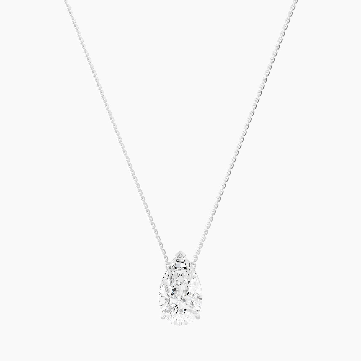 Solitaire | 18k White Gold 5 ct White Lab Diamond Pear Pendant