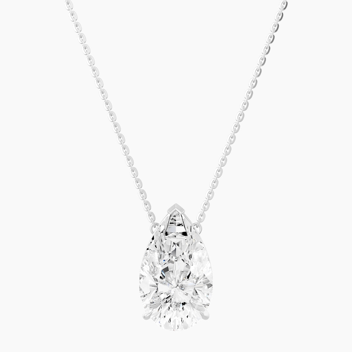 Solitaire | 18k White Gold 5 ct White Lab Diamond Pear Pendant