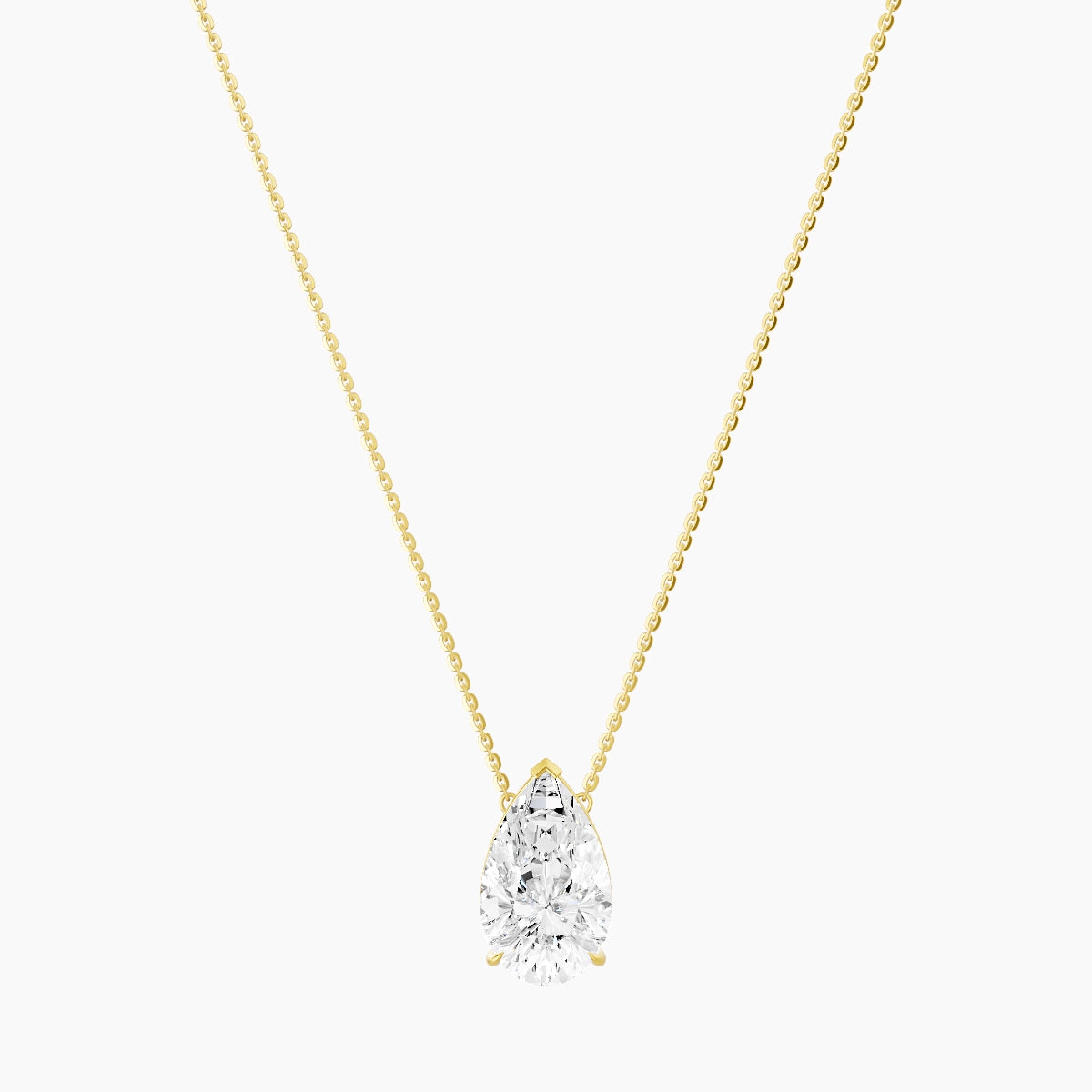 Solitaire | 18k Yellow Gold 5 ct White Lab Diamond Pear Pendant