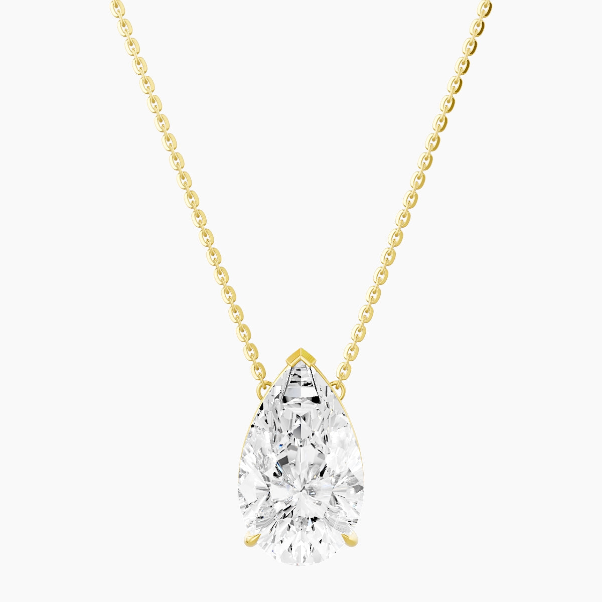 Solitaire | 18k Yellow Gold 5 ct White Lab Diamond Pear Pendant