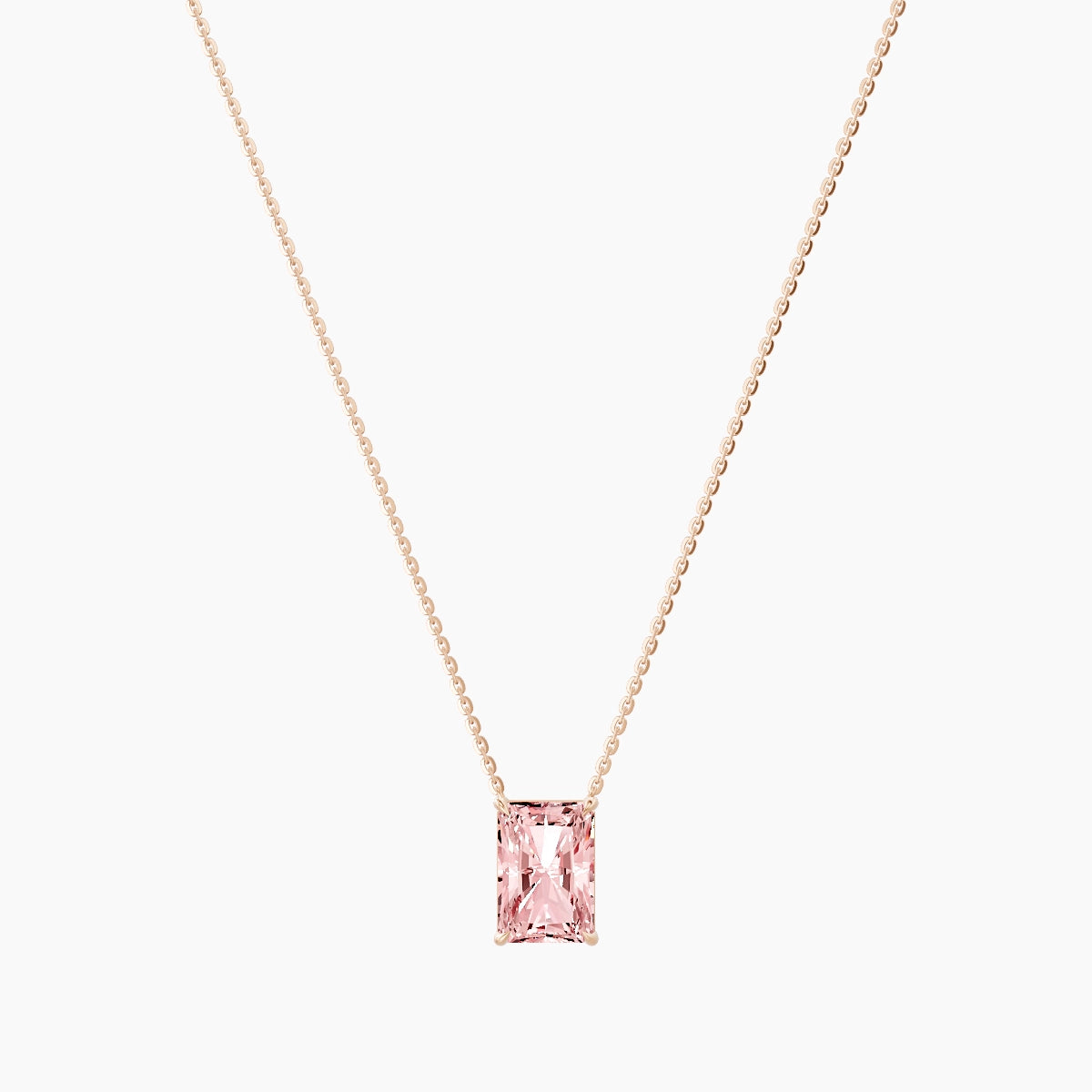 Solitaire | 18k Rose Gold 3 ct Pink Lab Diamond Radiant Pendant