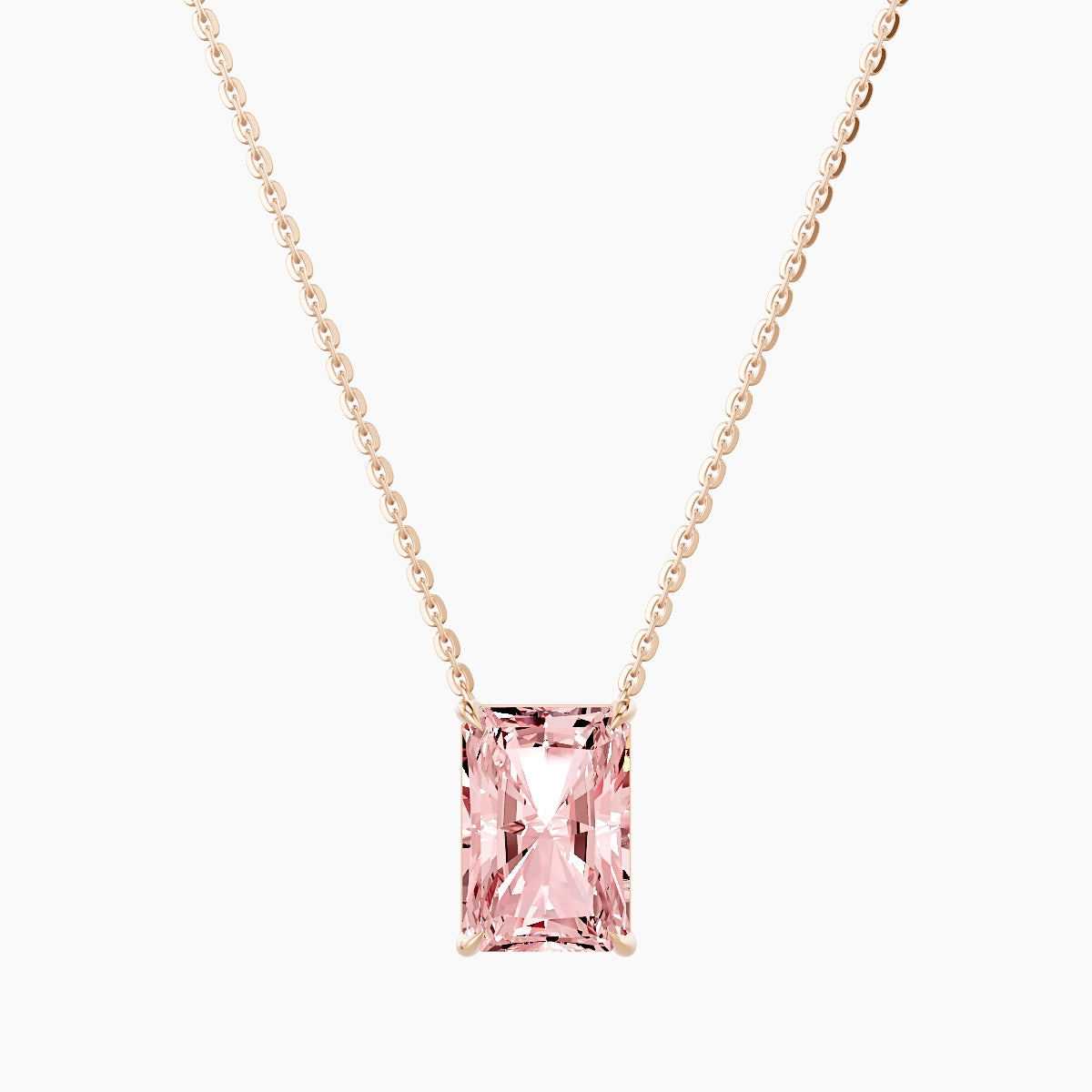 Solitaire | 18k Rose Gold 3 ct Pink Lab Diamond Radiant Pendant