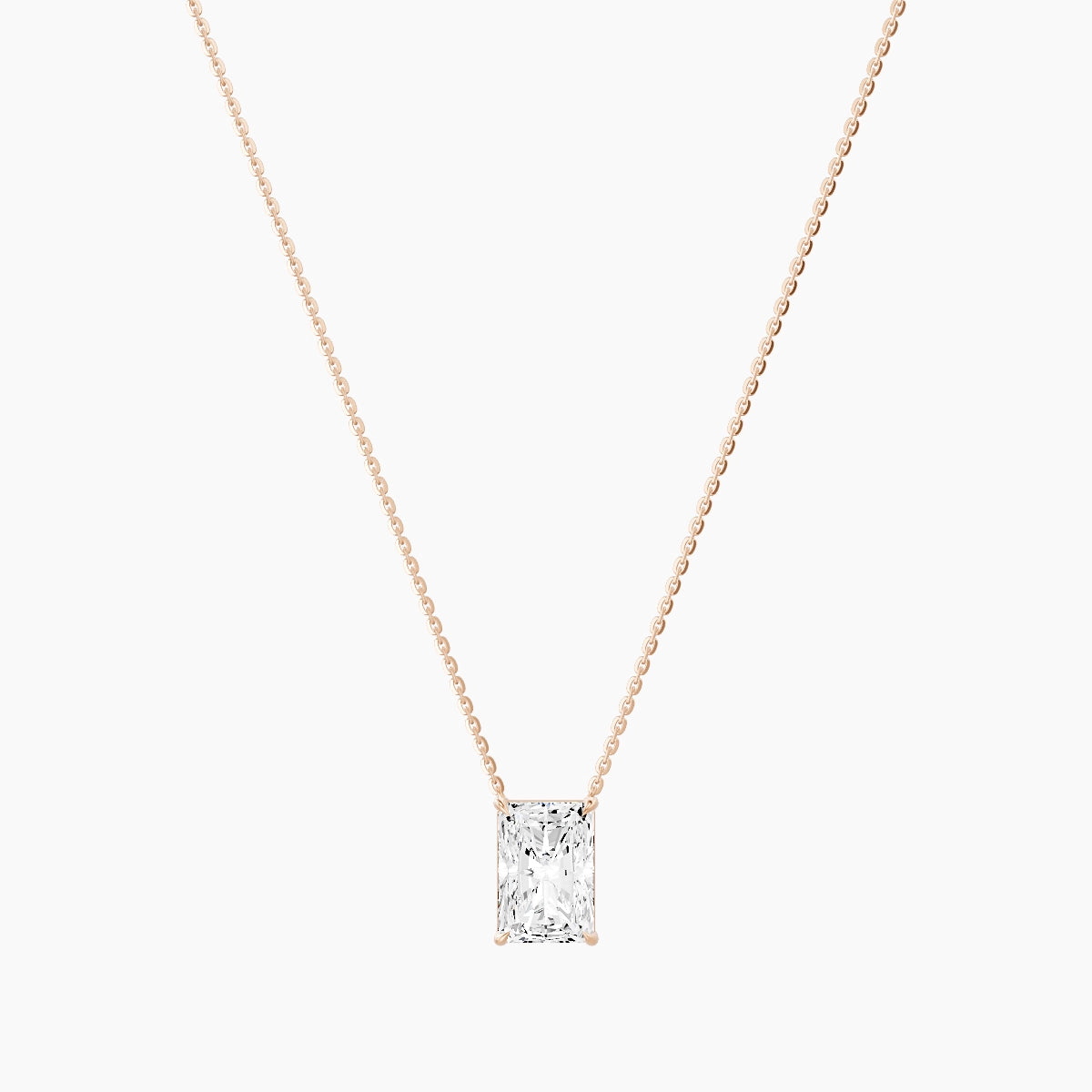 Solitaire | 18k Rose Gold 3 ct White Lab Diamond Radiant Pendant