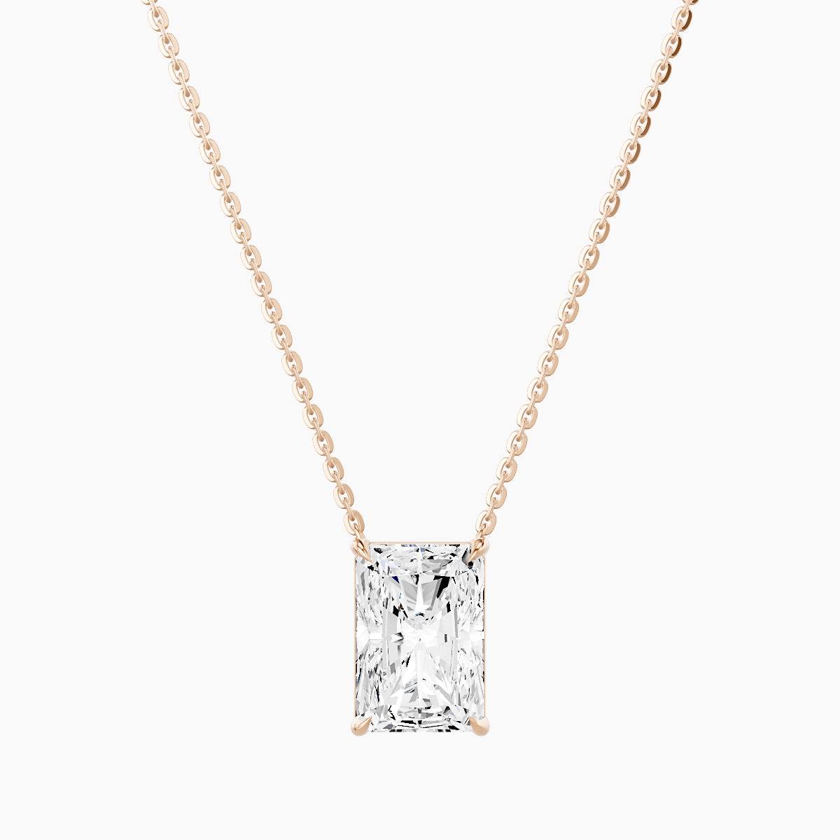 Solitaire | 18k Rose Gold 3 ct White Lab Diamond Radiant Pendant