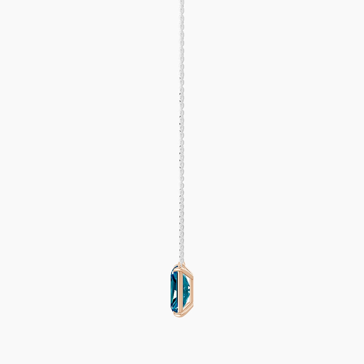 Solitaire | 18k White & Rose Gold 3 ct Blue Lab Diamond Radiant Pendant