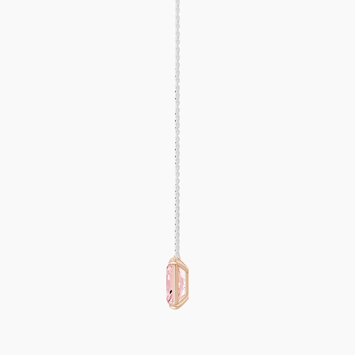 Solitaire | 18k White & Rose Gold 3 ct Pink Lab Diamond Radiant Pendant