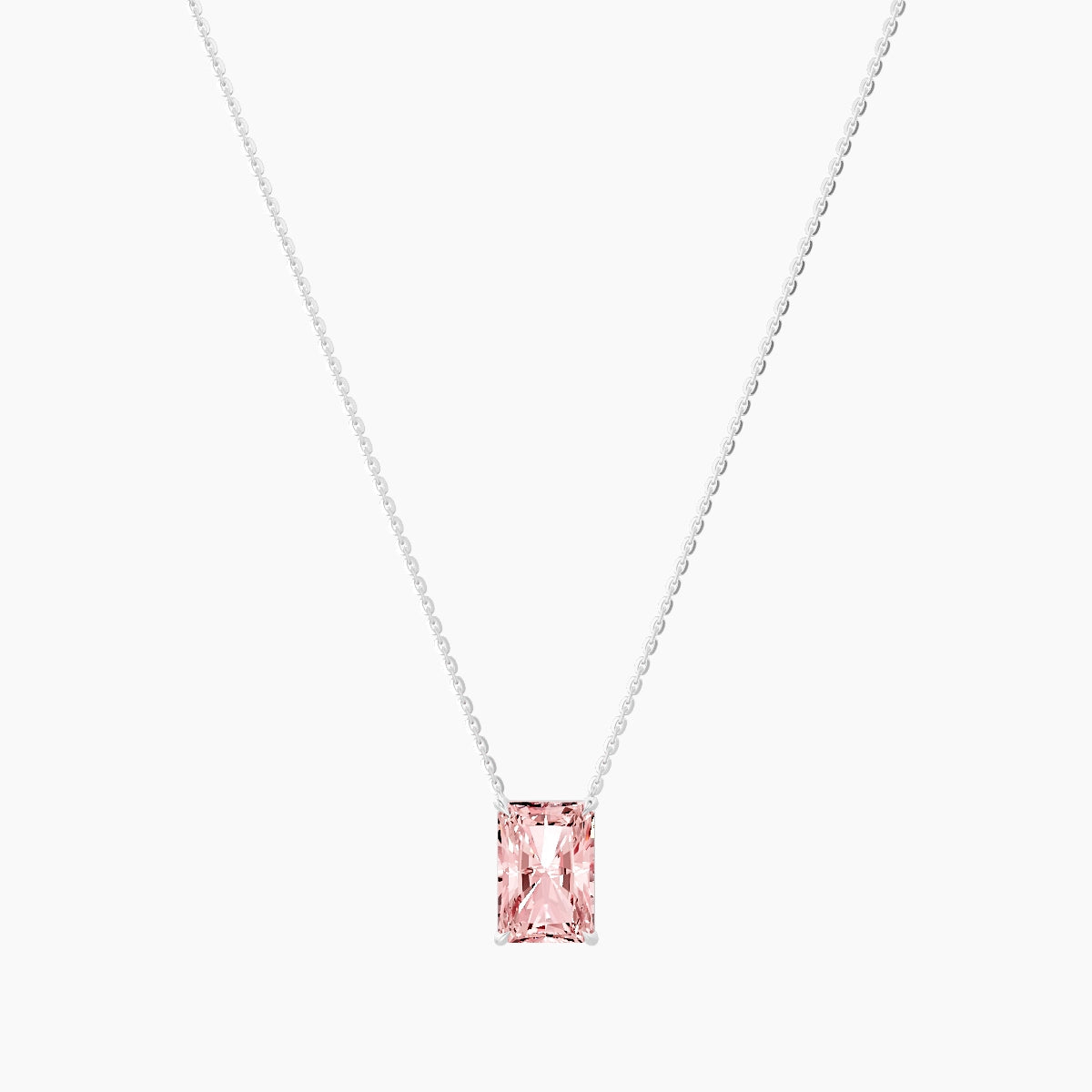 Solitaire | 18k White Gold 3 ct Pink Lab Diamond Radiant Pendant