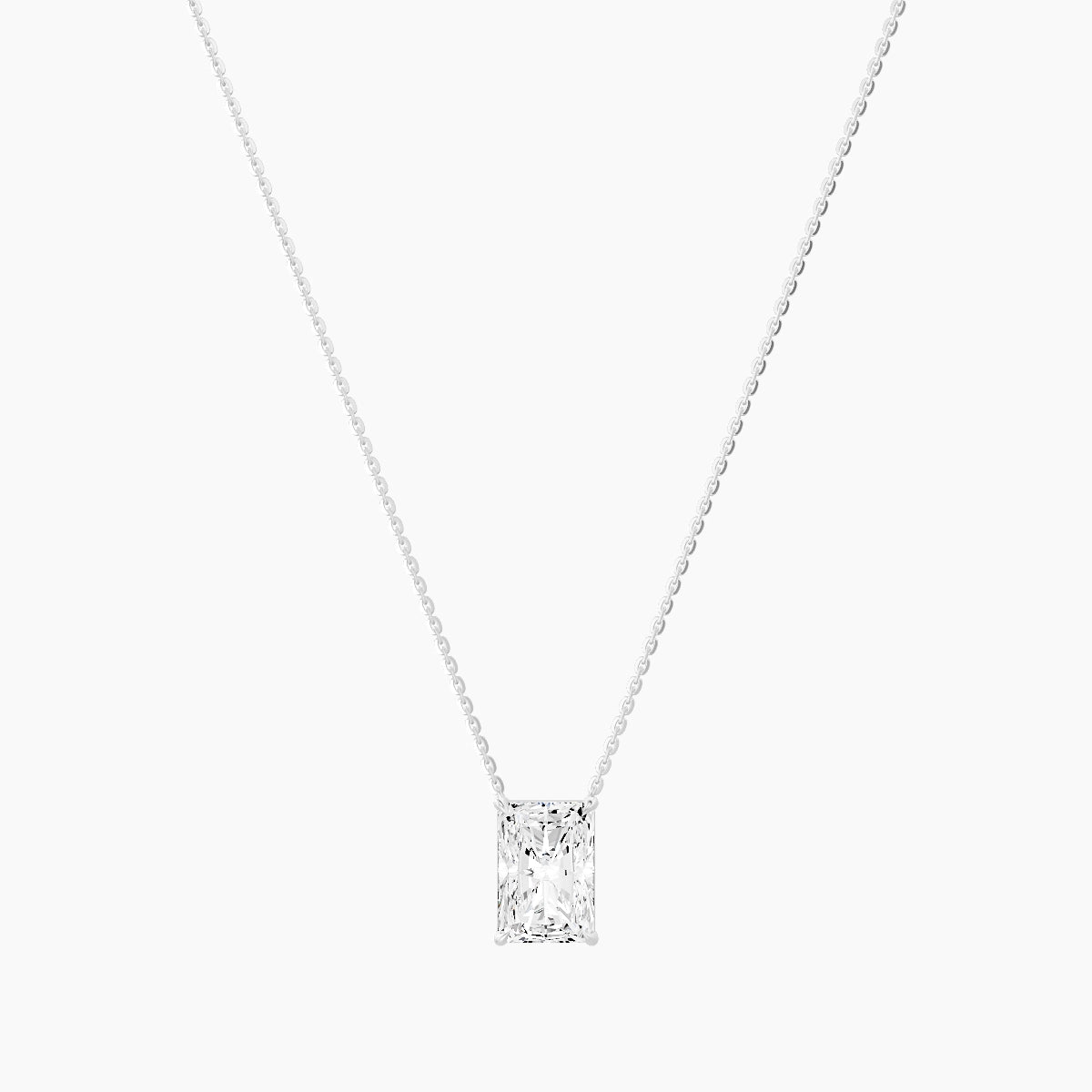 Solitaire | 18k White Gold 3 ct White Lab Diamond Radiant Pendant