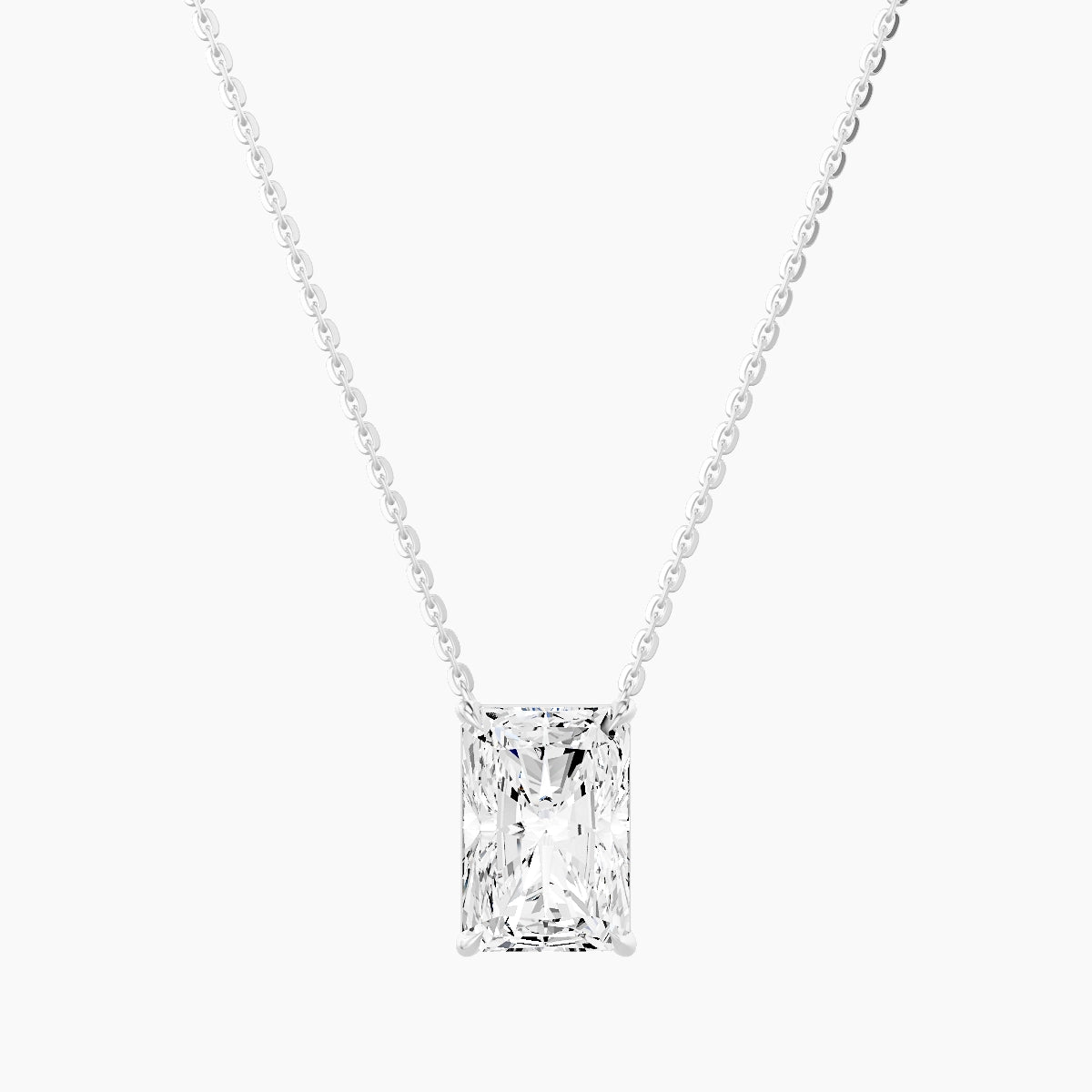 Solitaire | 18k White Gold 3 ct White Lab Diamond Radiant Pendant