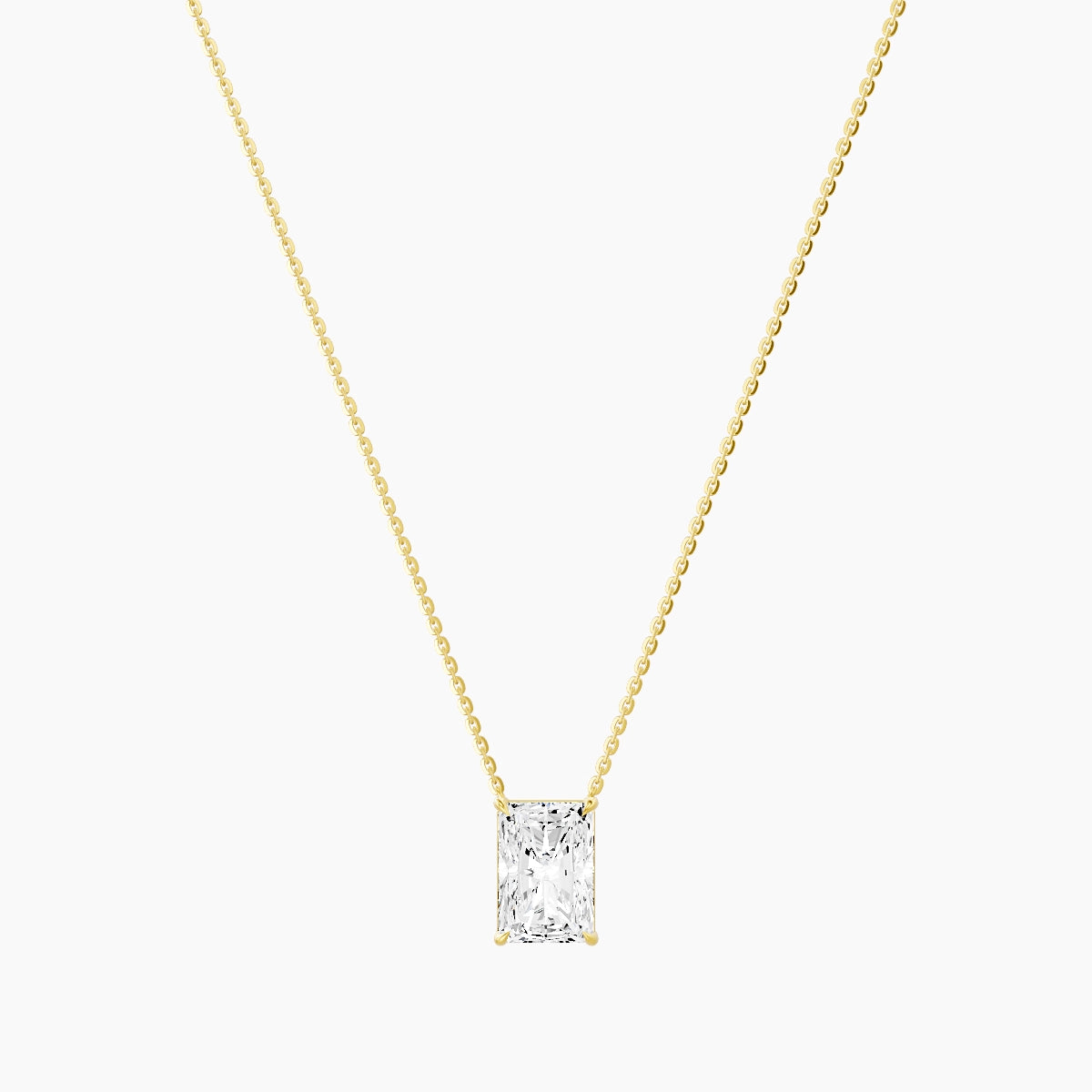 Solitaire | 18k Yellow Gold 3 ct White Lab Diamond Radiant Pendant