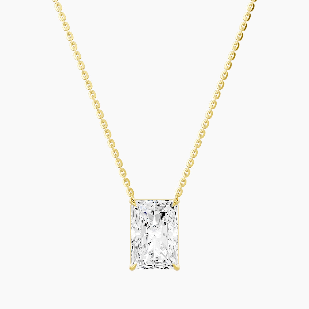 Solitaire | 18k Yellow Gold 3 ct White Lab Diamond Radiant Pendant