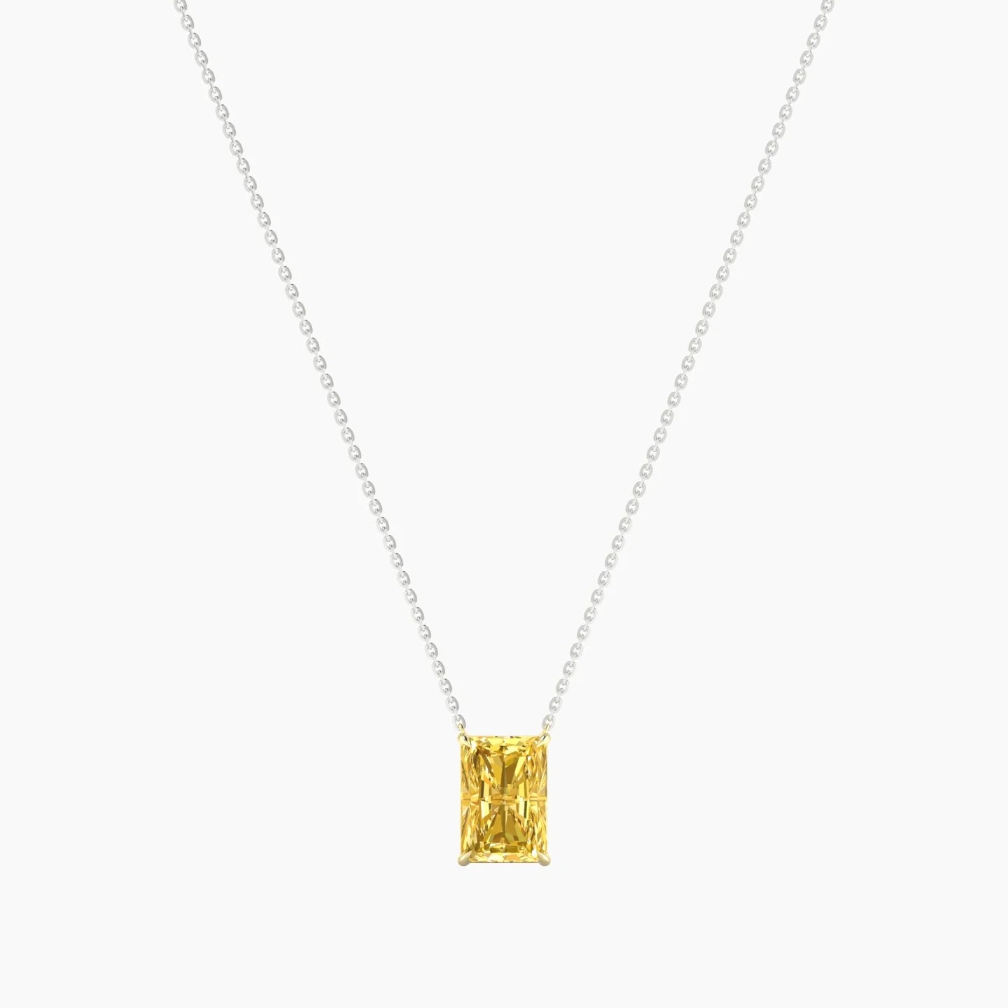 Solitaire | 18k White & Yellow Gold 3 ct Yellow Lab Diamond Radiant Cut Pendant