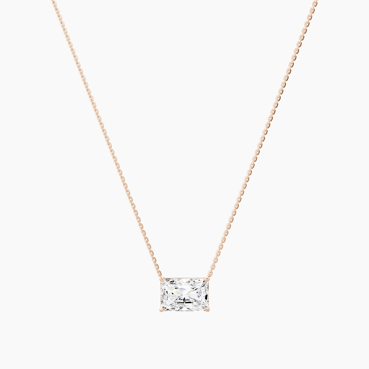 Solitaire | 18k Rose Gold 3 ct White Lab Diamond Radiant Pendant