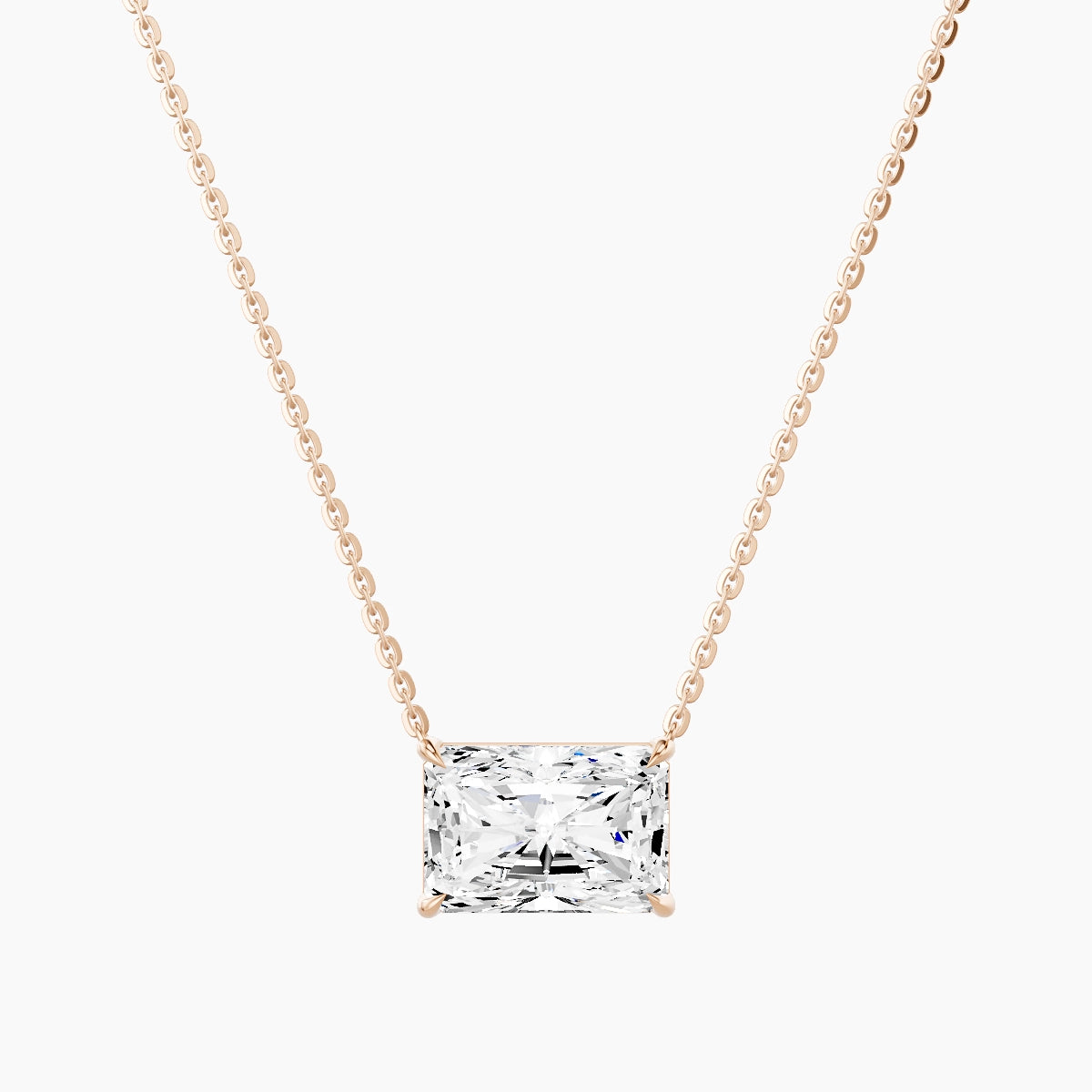 Solitaire | 18k Rose Gold 3 ct White Lab Diamond Radiant Pendant