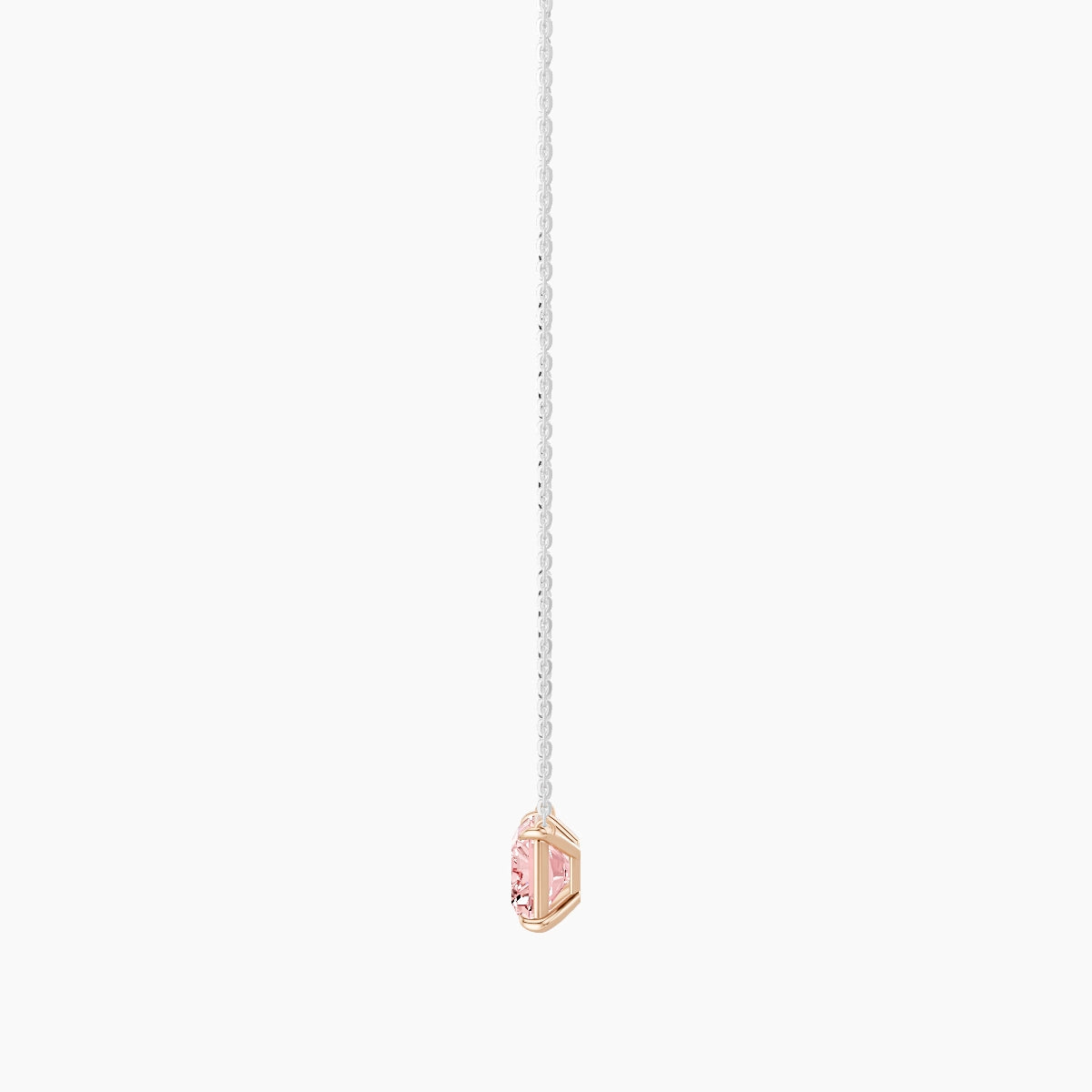Solitaire | 18k White & Rose Gold 3 ct Pink Lab Diamond Radiant Pendant