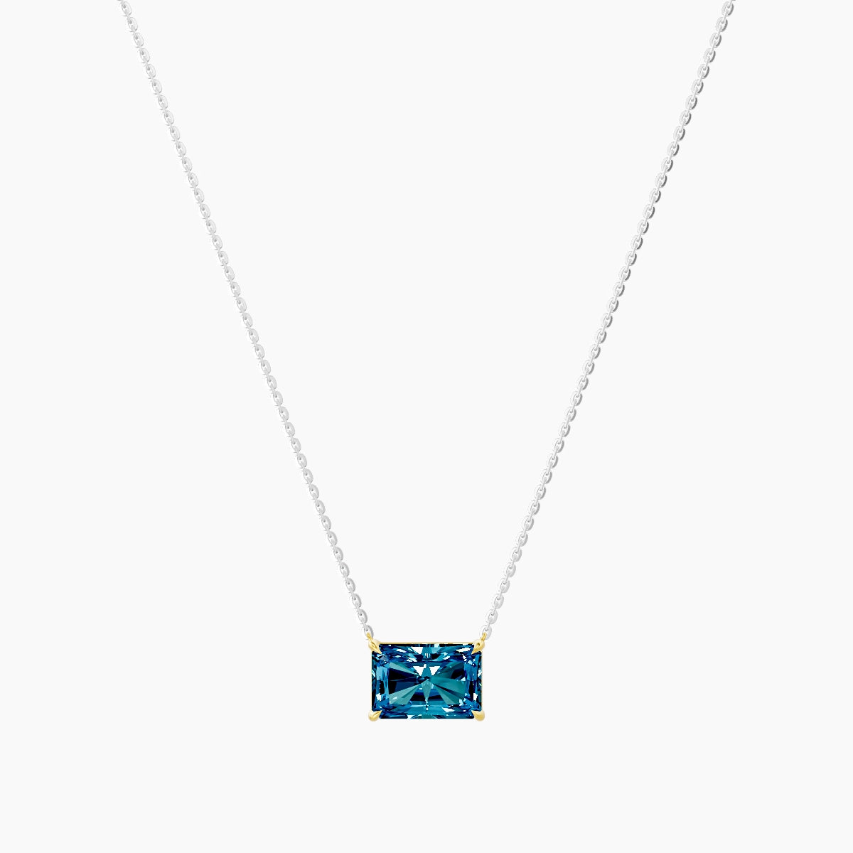 Solitaire | 18k White & Yellow Gold 3 ct Blue Lab Diamond Radiant Pendant