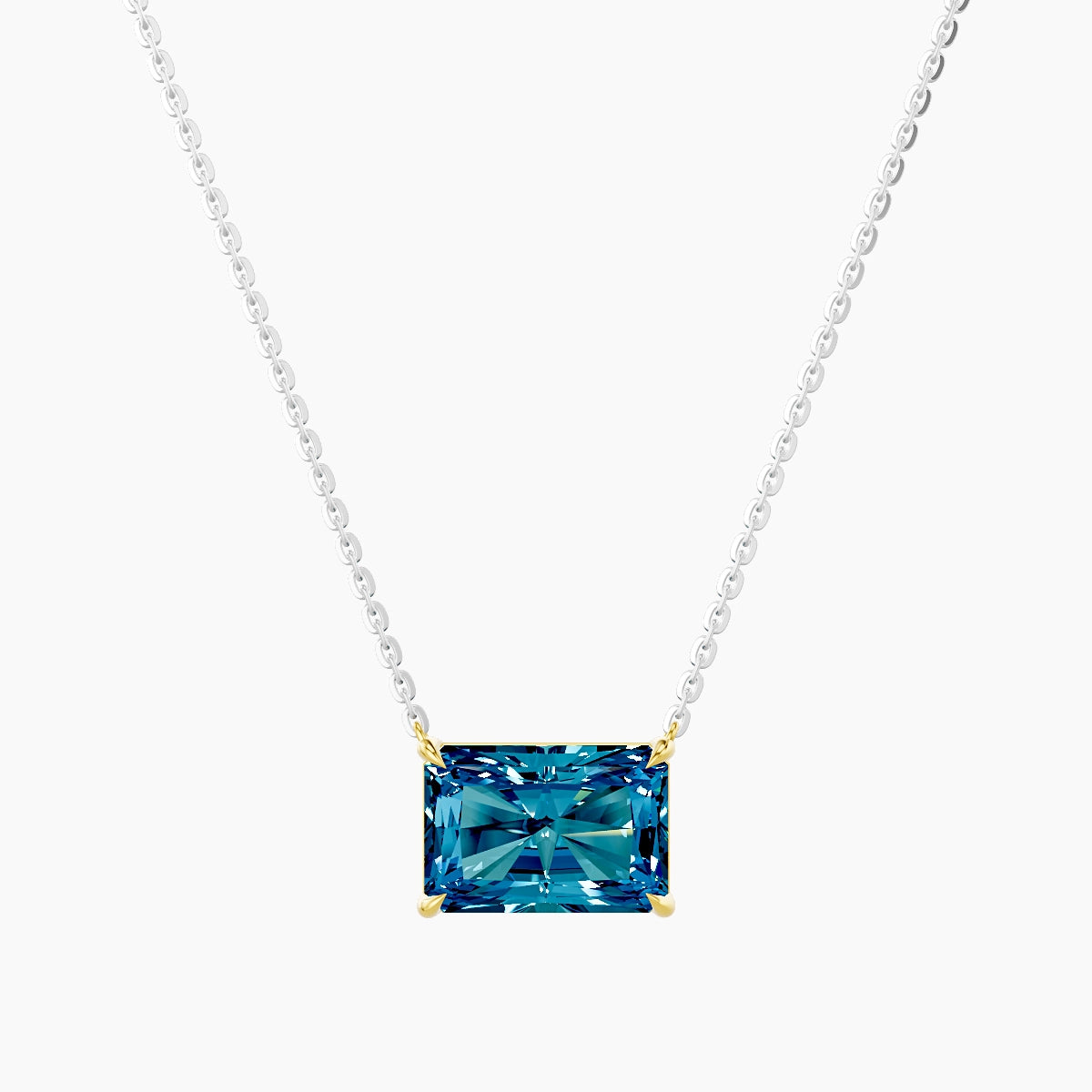 Solitaire | 18k White & Yellow Gold 3 ct Blue Lab Diamond Radiant Pendant
