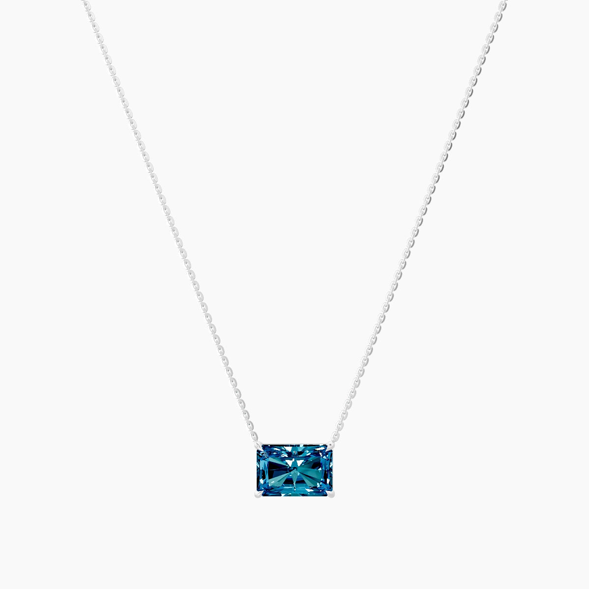 Solitaire | 18k White Gold 3 ct Blue Lab Diamond Radiant Pendant