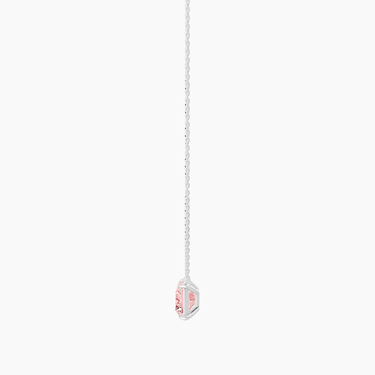 Solitaire | 18k White Gold 3 ct Pink Lab Diamond Radiant Pendant