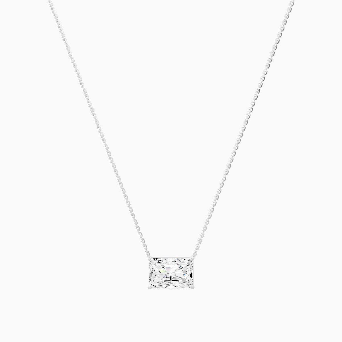 Solitaire | 18k White Gold 3 ct White Lab Diamond Radiant Pendant