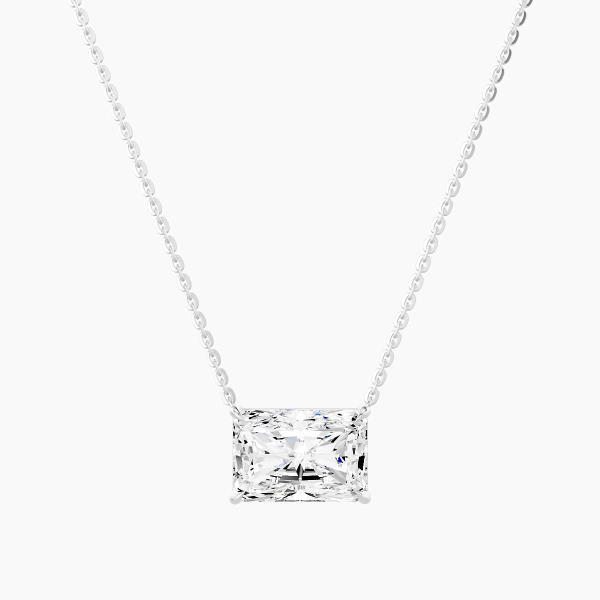 Solitaire | 18k White Gold 3 ct White Lab Diamond Radiant Pendant