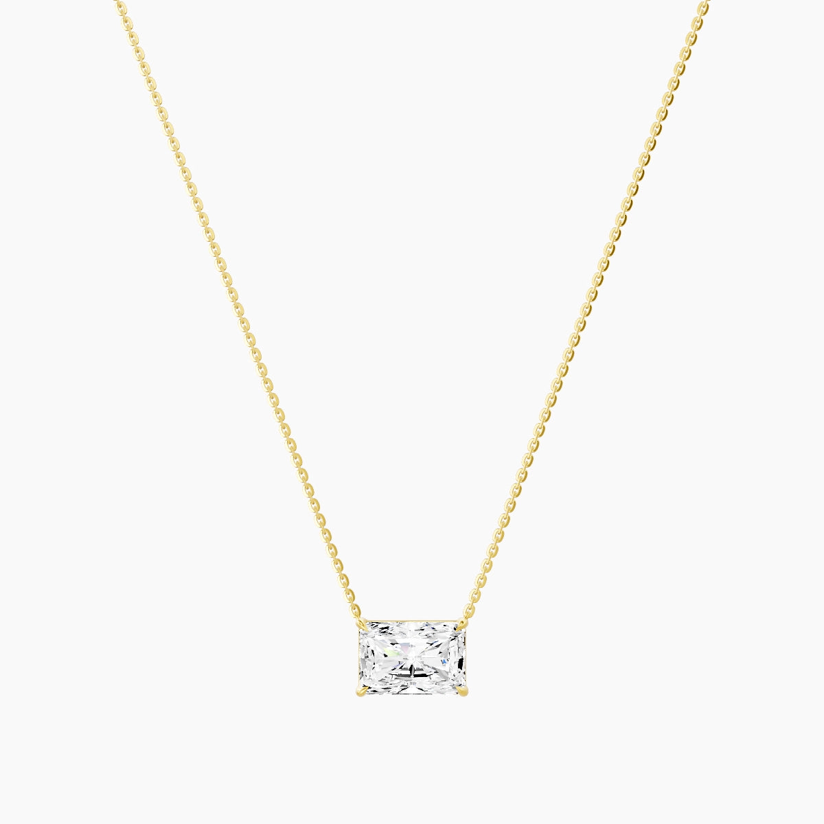 Solitaire | 18k Yellow Gold 3 ct White Lab Diamond Radiant Pendant