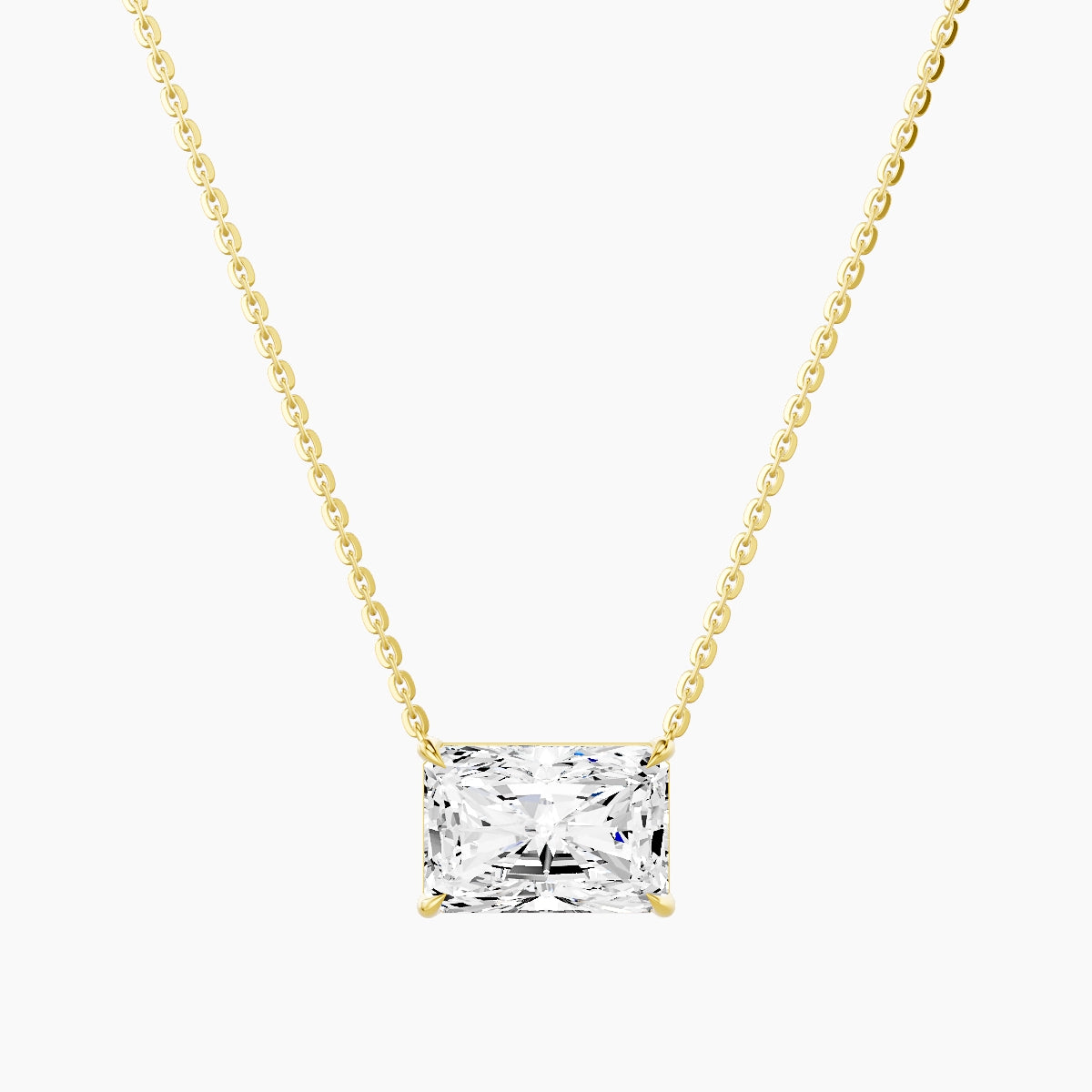 Solitaire | 18k Yellow Gold 3 ct White Lab Diamond Radiant Pendant
