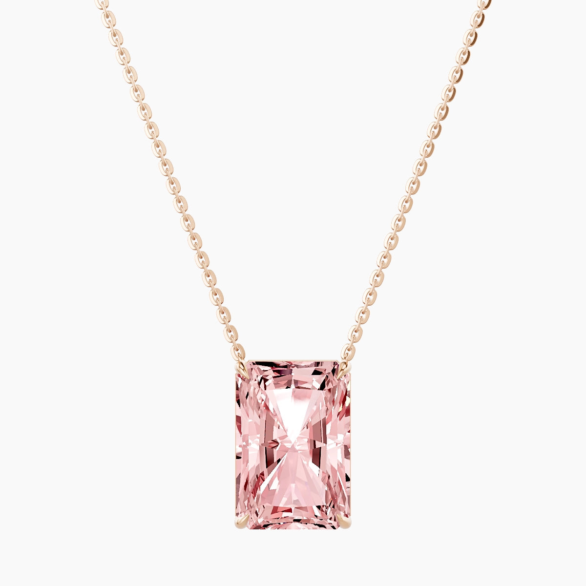 Solitaire | 18k Rose Gold 5 ct Pink Lab Diamond Radiant Pendant