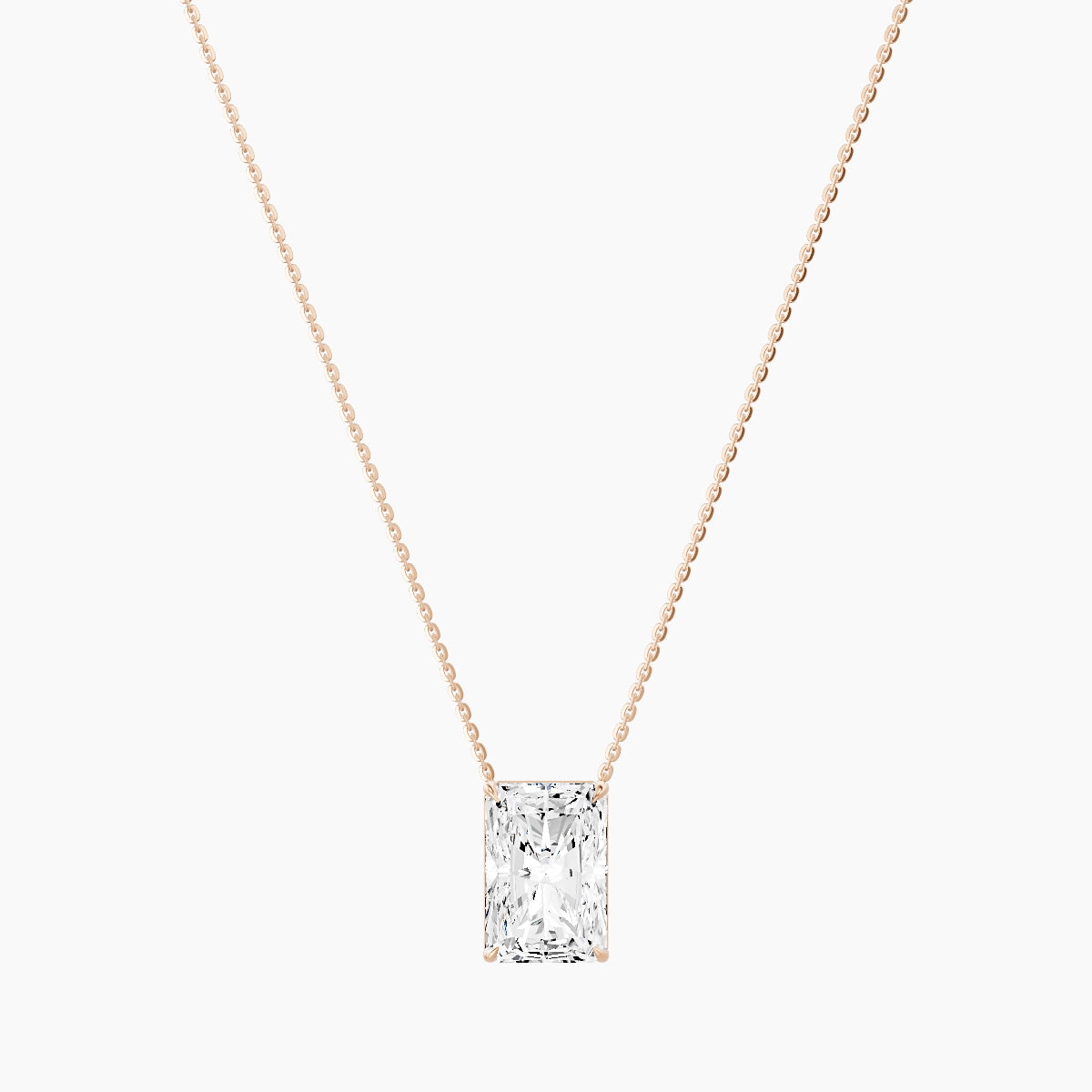 Solitaire | 18k Rose Gold 5 ct White Lab Diamond Radiant Pendant