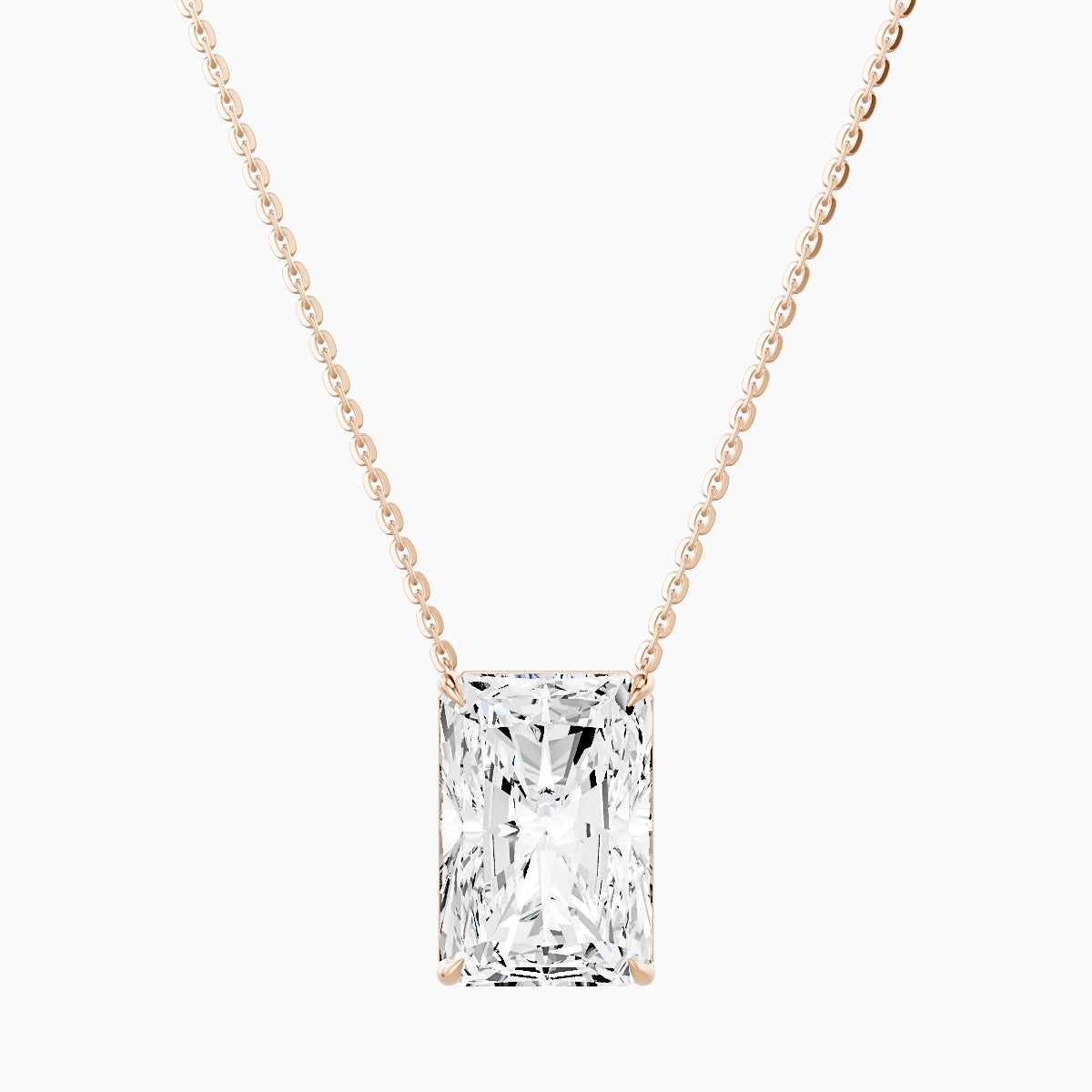 Solitaire | 18k Rose Gold 5 ct White Lab Diamond Radiant Pendant
