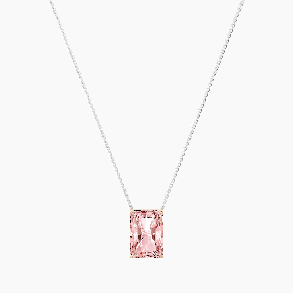 Solitaire | 18k White & Rose Gold 5 ct Pink Lab Diamond Radiant Pendant