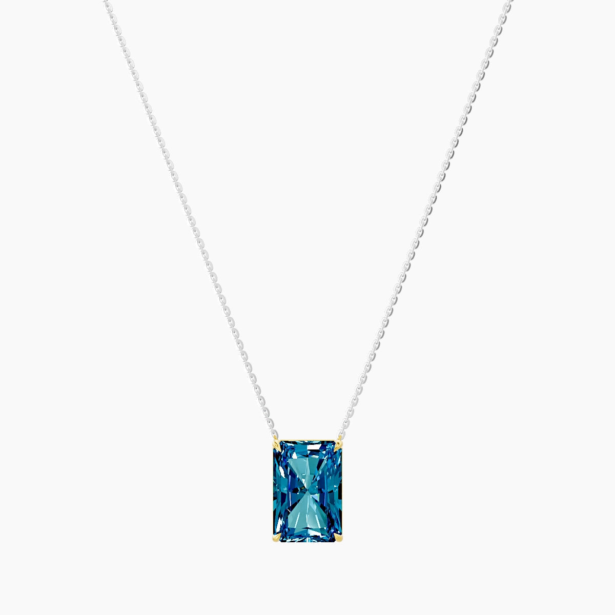 Solitaire | 18k White & Yellow Gold 5 ct Blue Lab Diamond Radiant Pendant