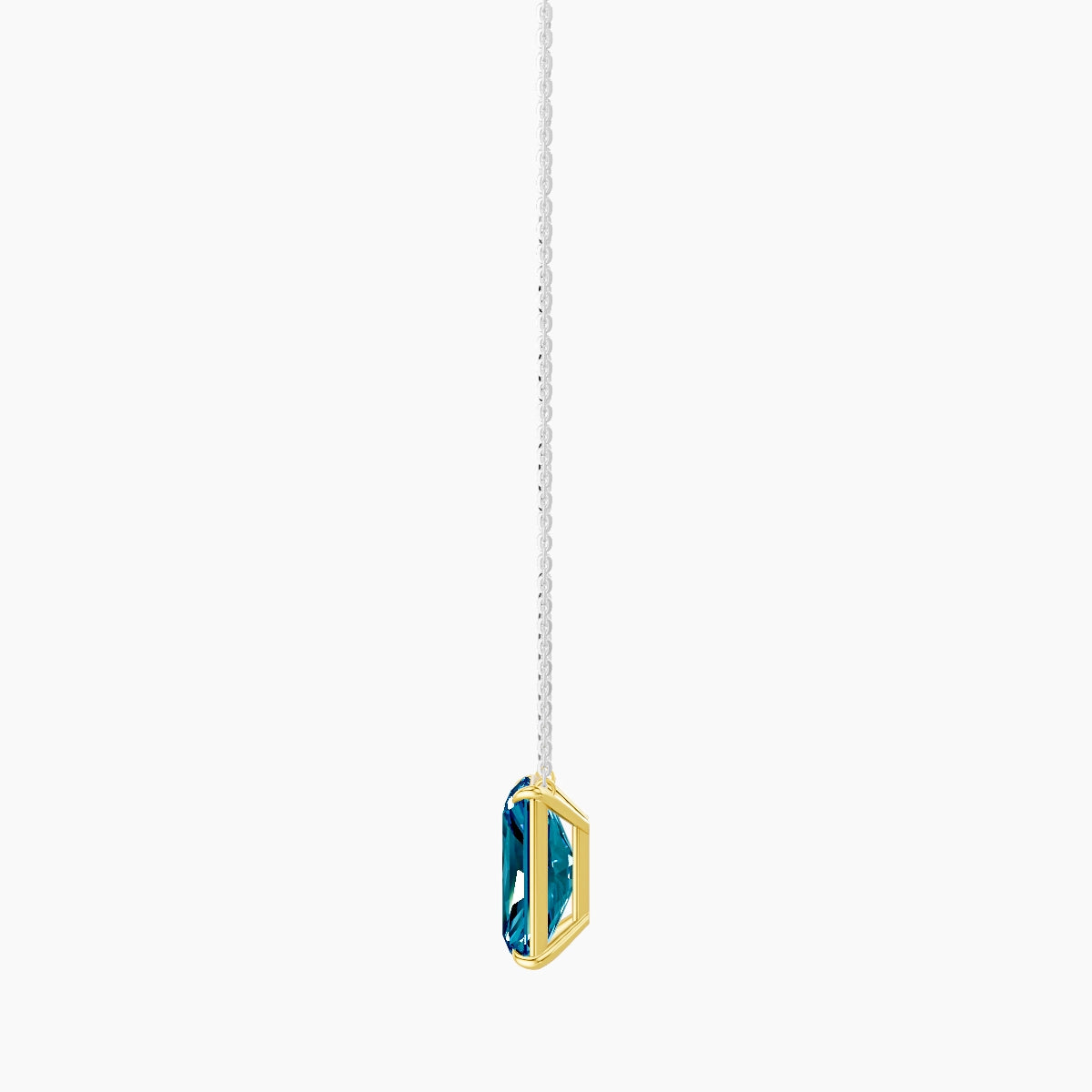 Solitaire | 18k White & Yellow Gold 5 ct Blue Lab Diamond Radiant Pendant