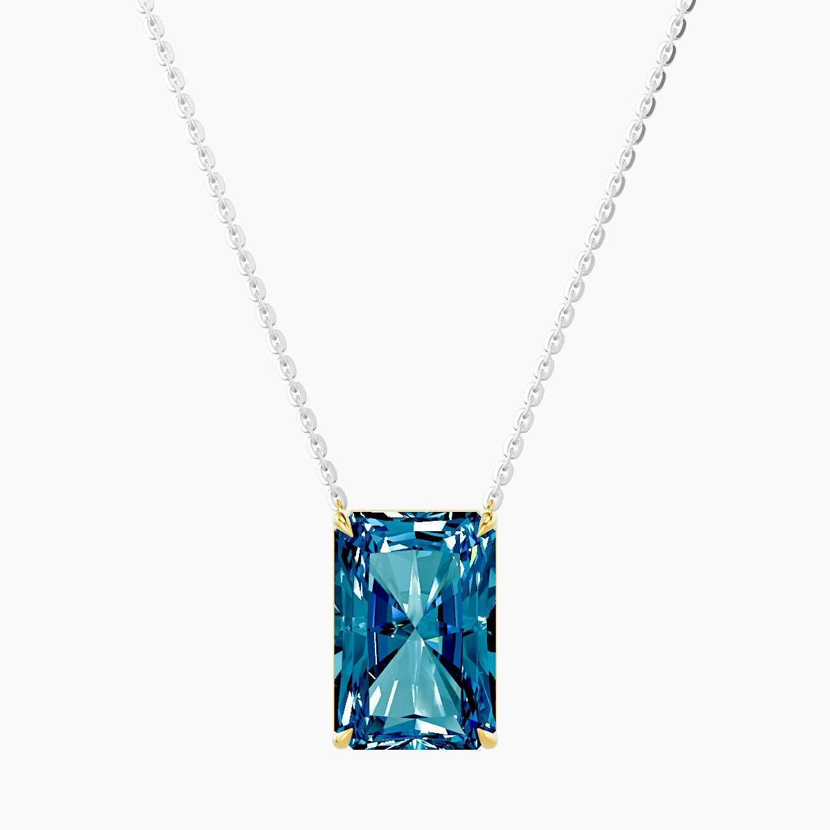 Solitaire | 18k White & Yellow Gold 5 ct Blue Lab Diamond Radiant Pendant
